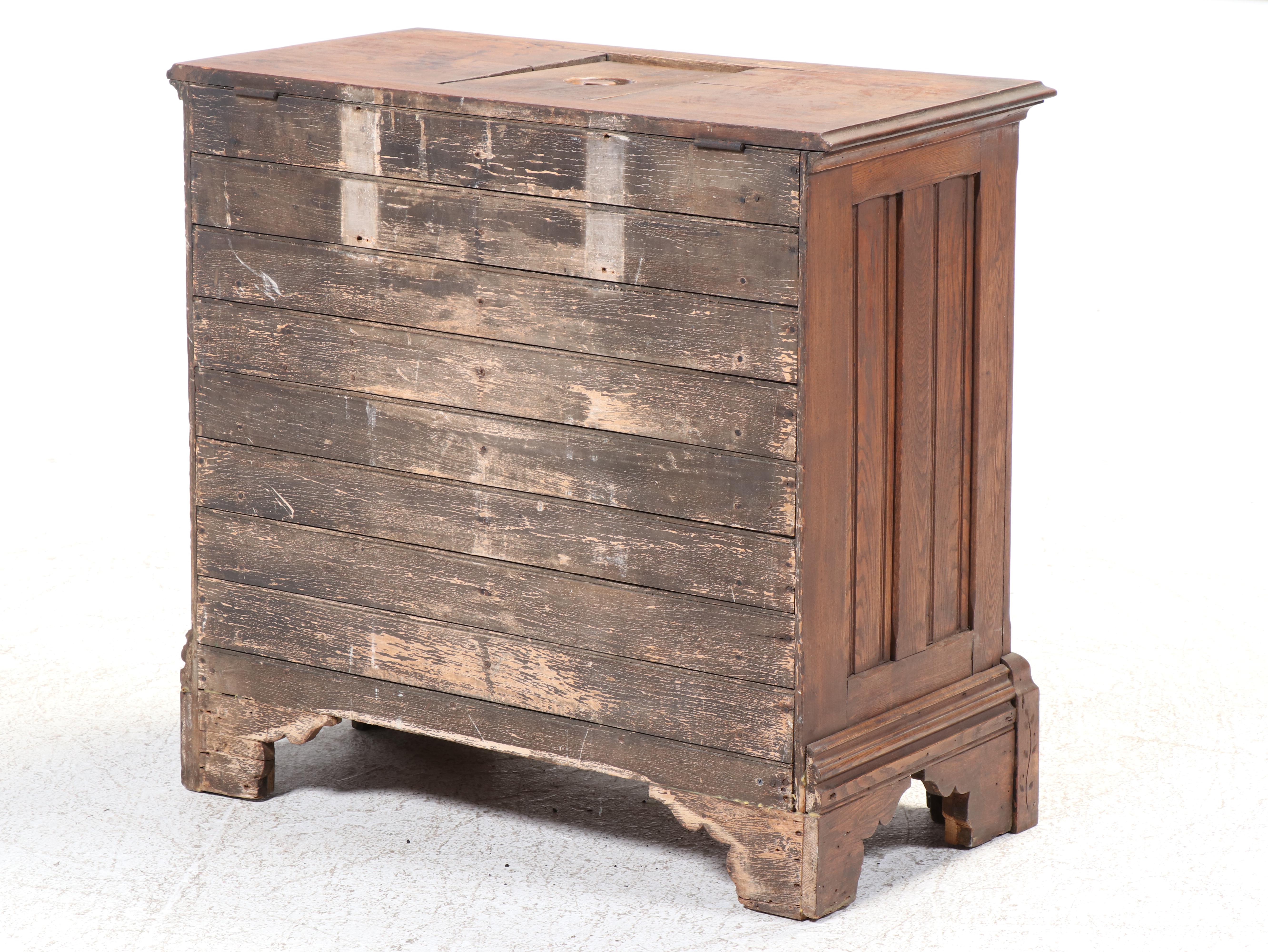 C. Noelling Carved Oak Icebox Chest with Metal Lining, 1900s