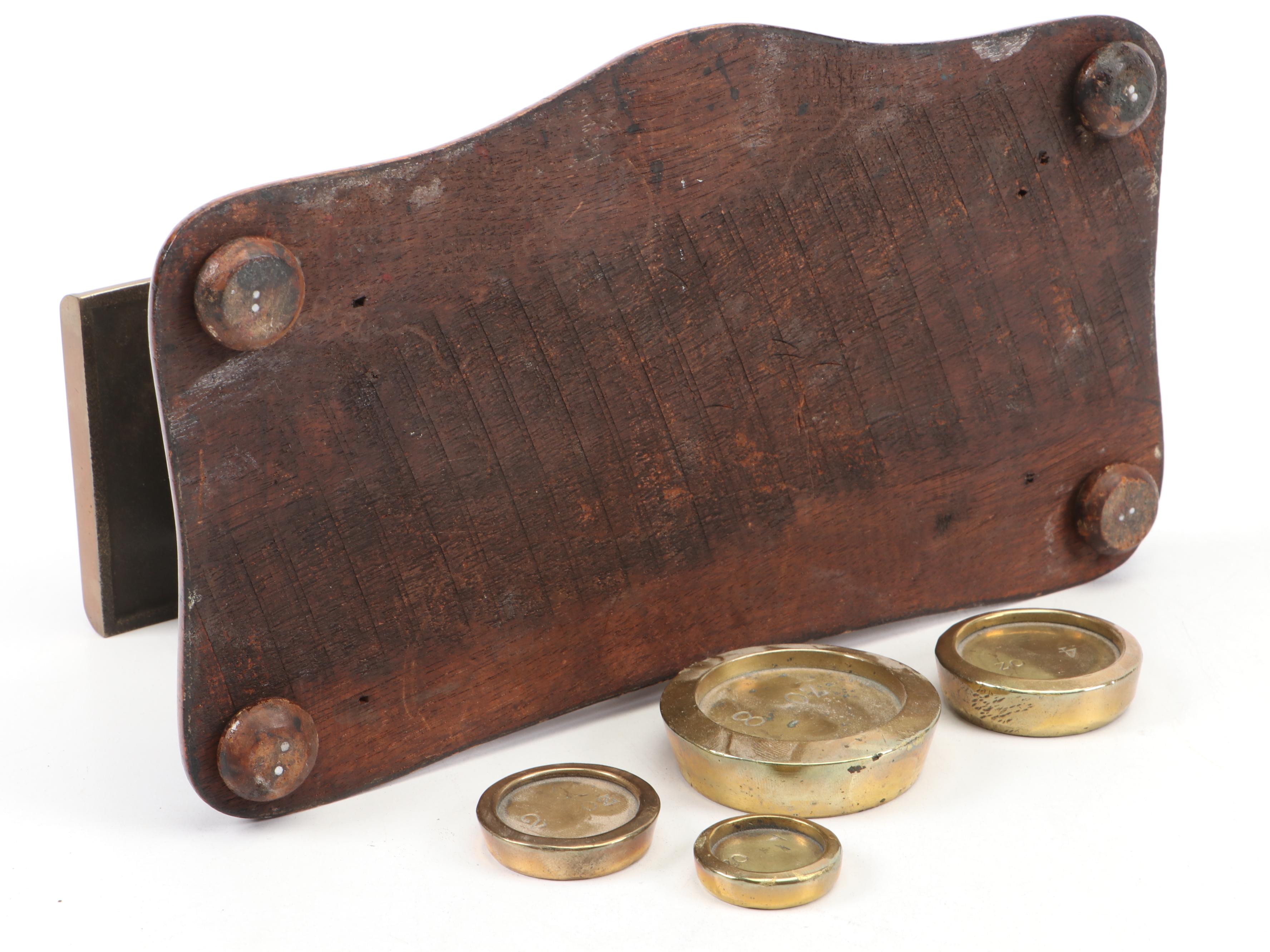 Victorian Brass Postal Letter Scale with Chinese Lacquered Compass