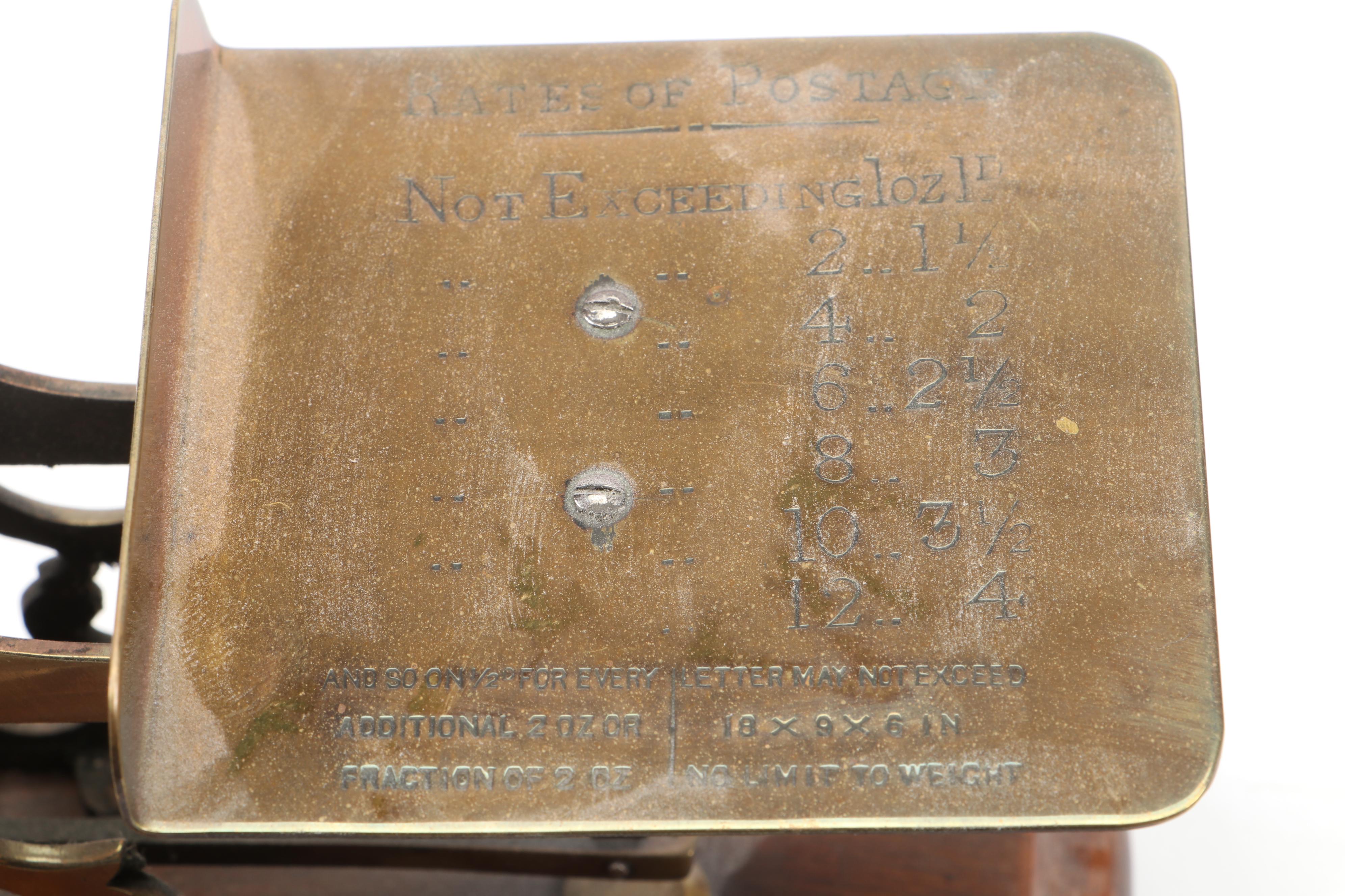 Victorian Brass Postal Letter Scale with Chinese Lacquered Compass