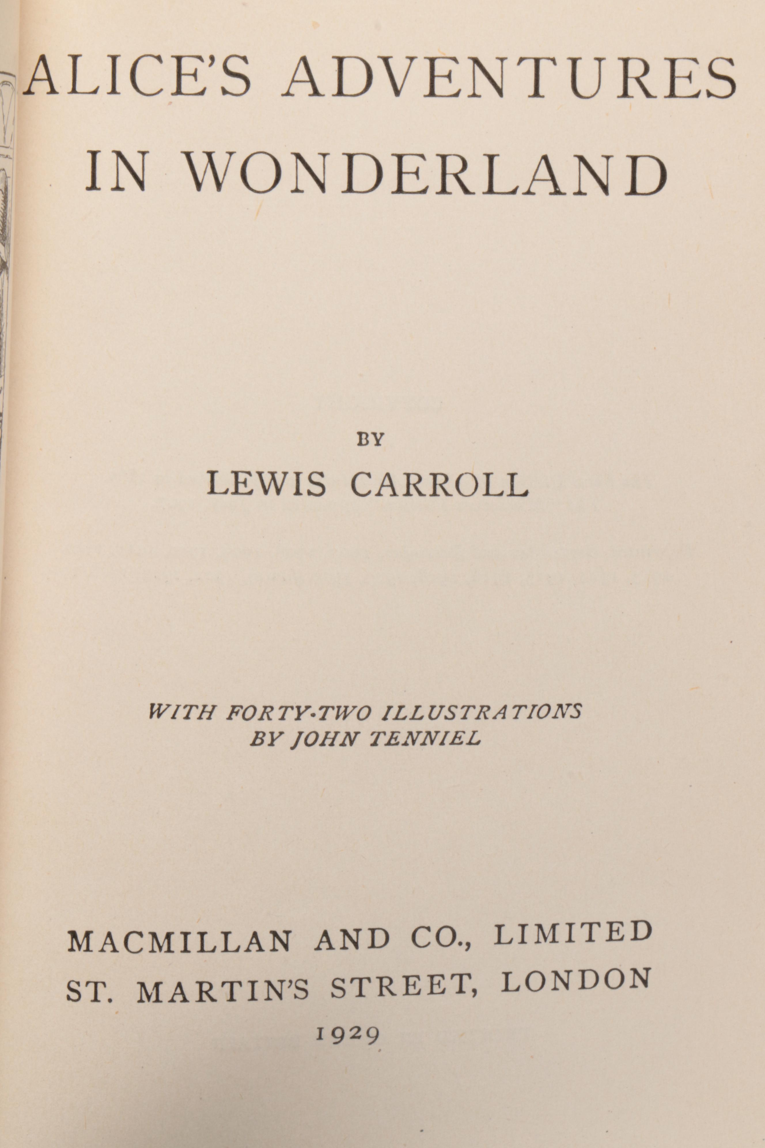 "Alice in Wonderland" and "Through the Looking-Glass" by Lewis Carroll, 1929