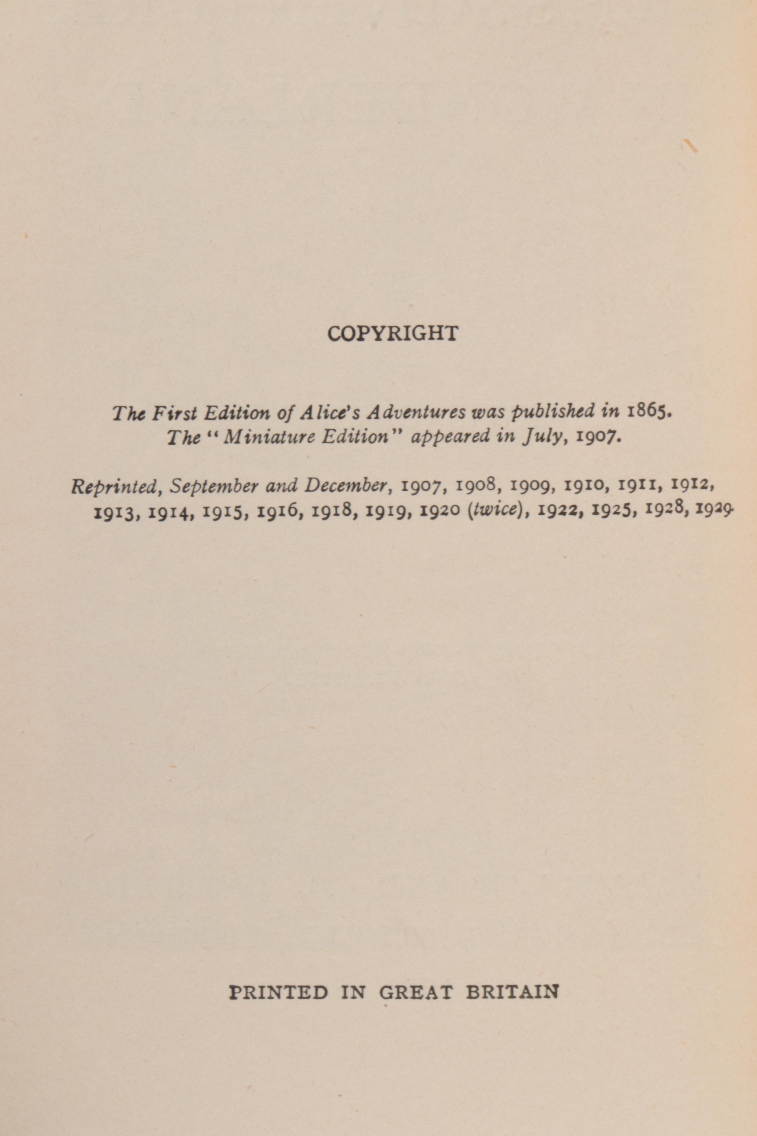 "Alice in Wonderland" and "Through the Looking-Glass" by Lewis Carroll, 1929