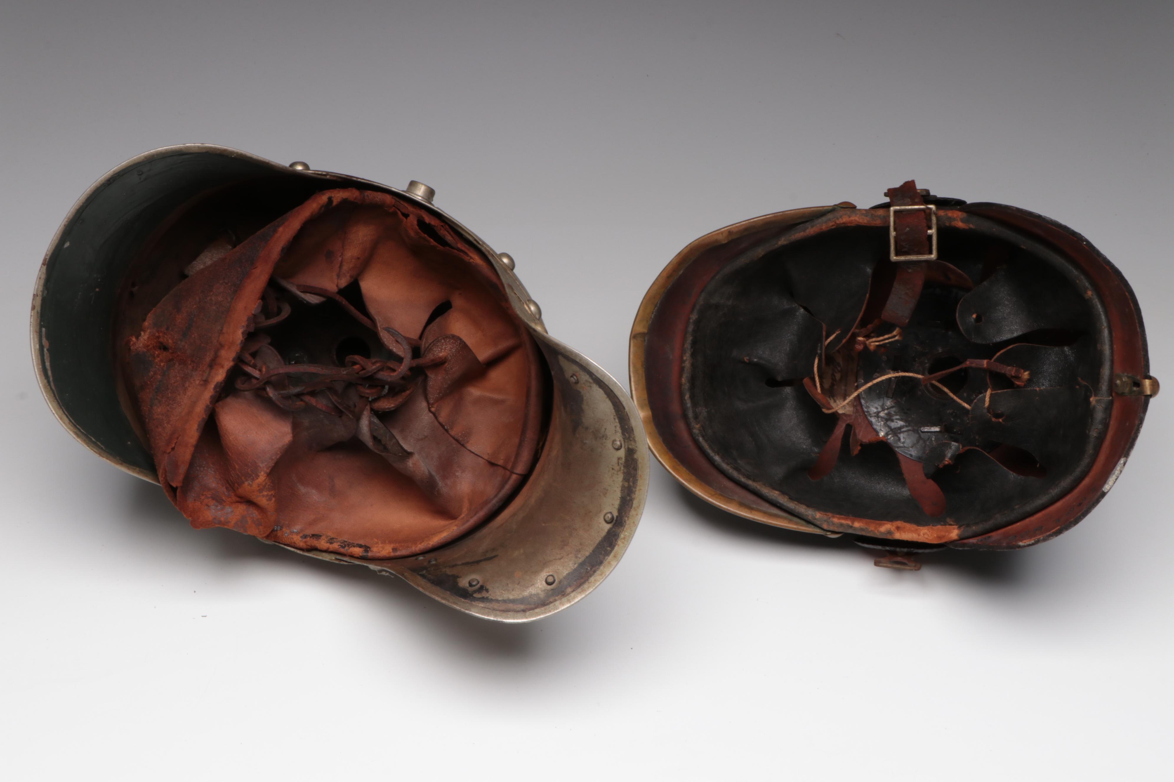 Two German WWI Pickelhaube Helmets, Early 20th Century