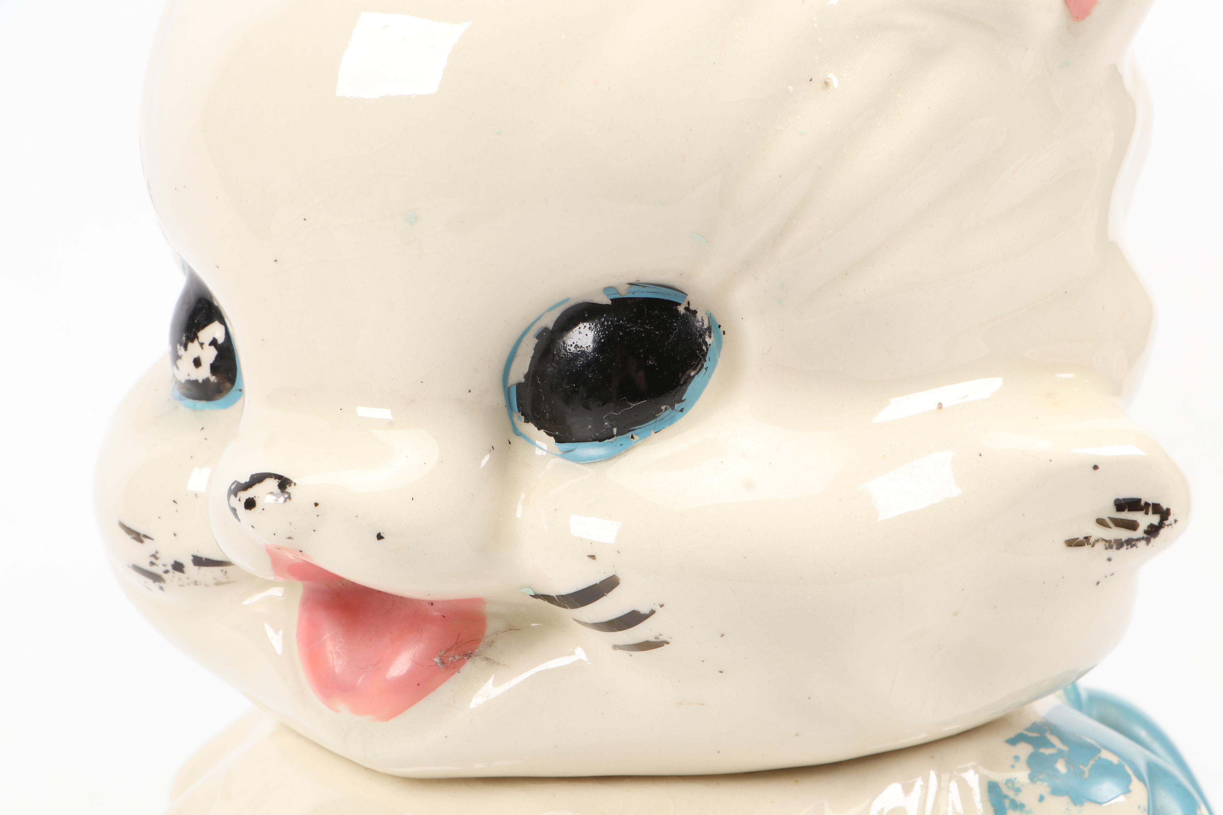 Mid Century Modern Ceramic Cat Shaped Cookie Jar, Mid-20th Century