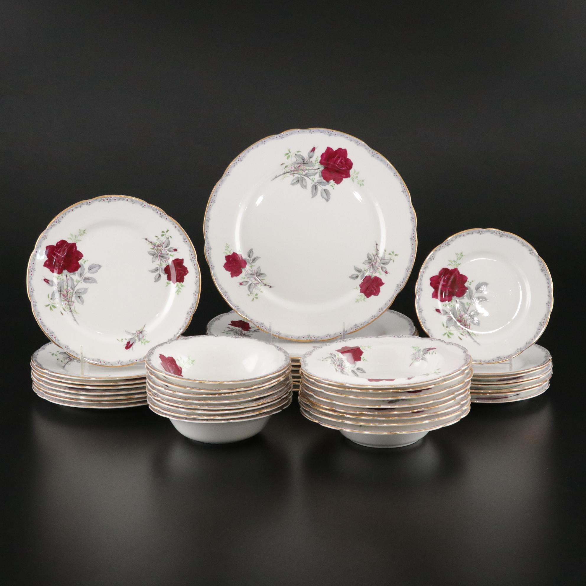 "Roses to Remember" Bone China Gilt Dinnerware by Royal Stafford