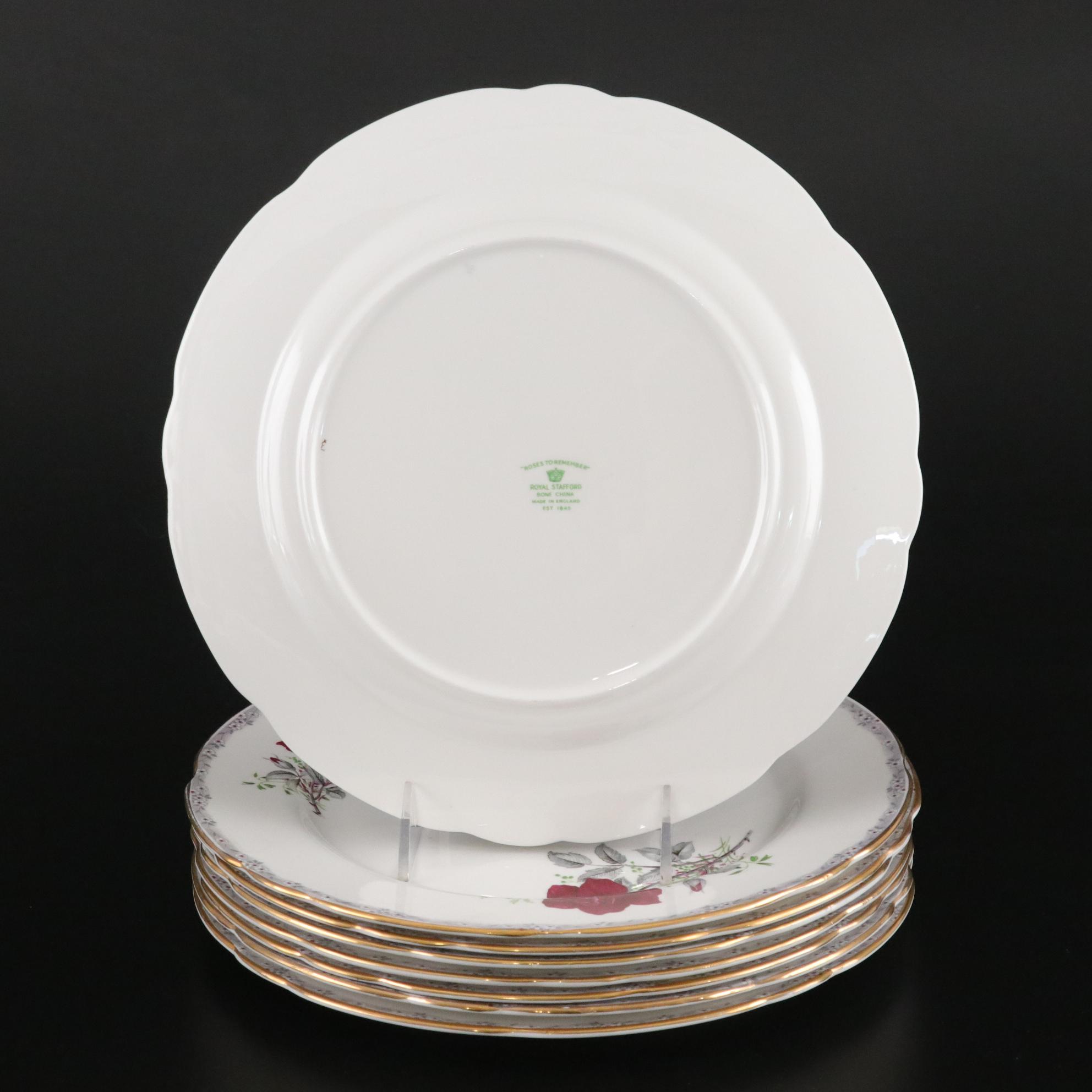 "Roses to Remember" Bone China Gilt Dinnerware by Royal Stafford