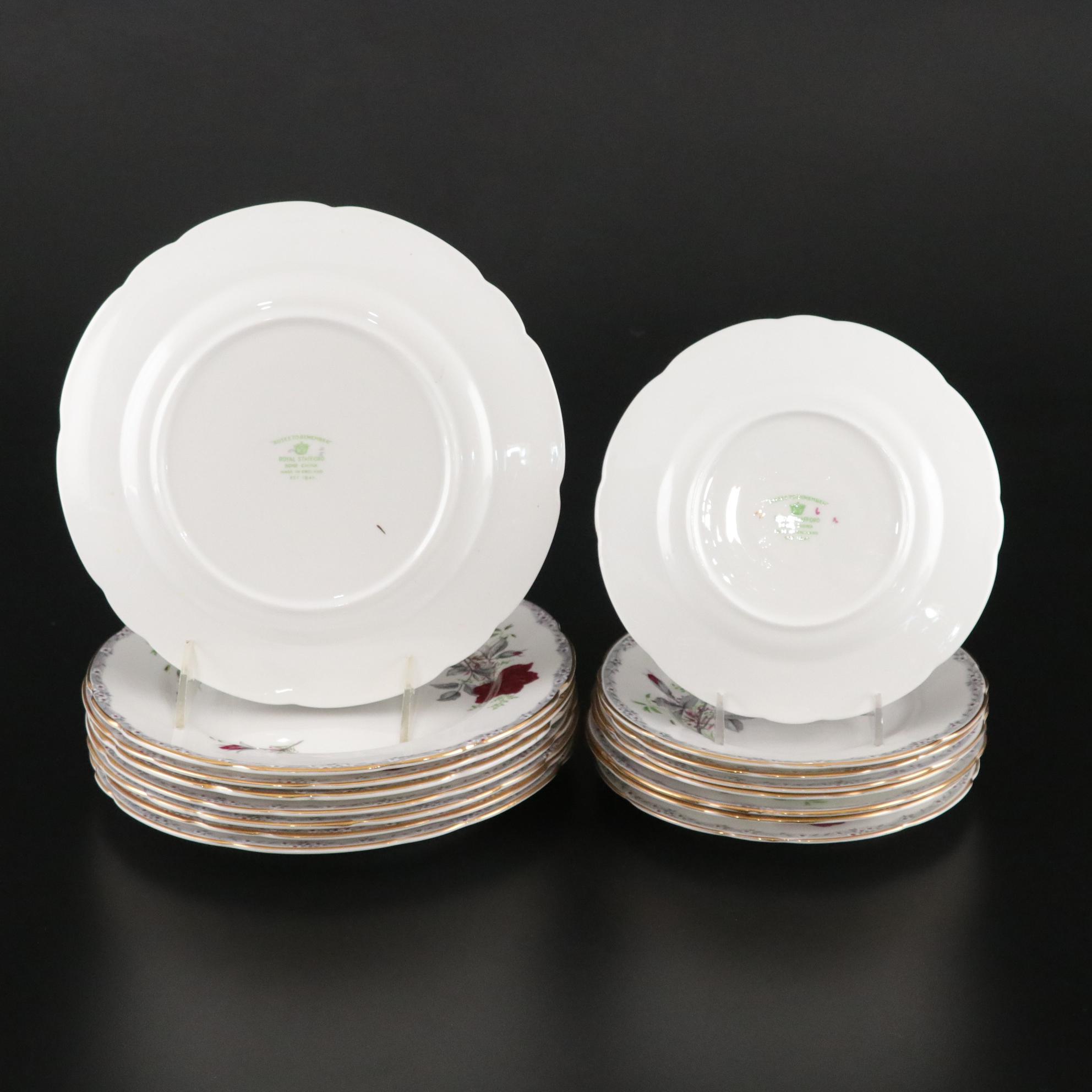 "Roses to Remember" Bone China Gilt Dinnerware by Royal Stafford