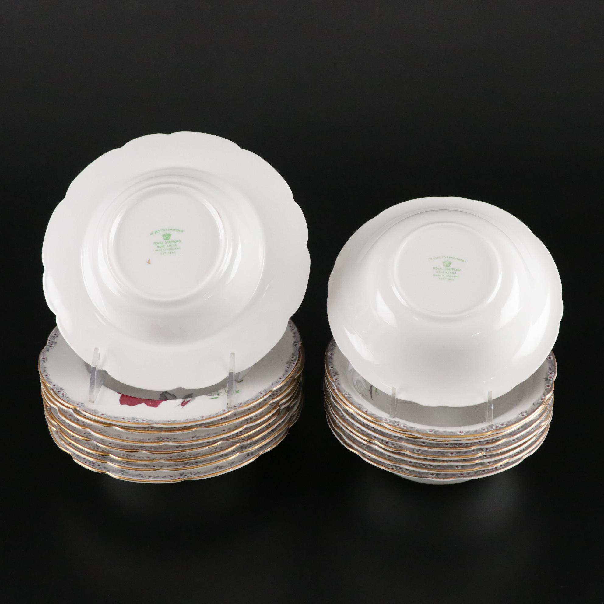 "Roses to Remember" Bone China Gilt Dinnerware by Royal Stafford