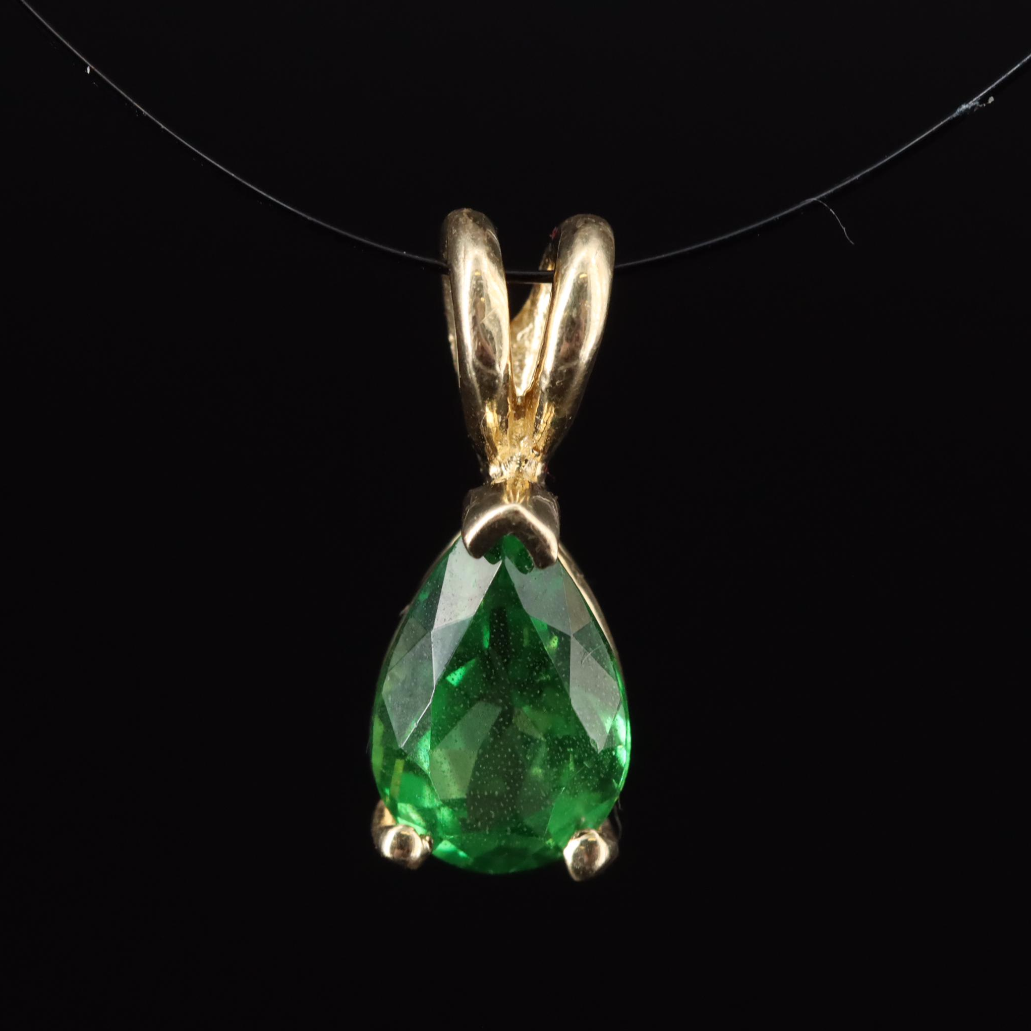 14K Tsavorite Solitaire Pendant