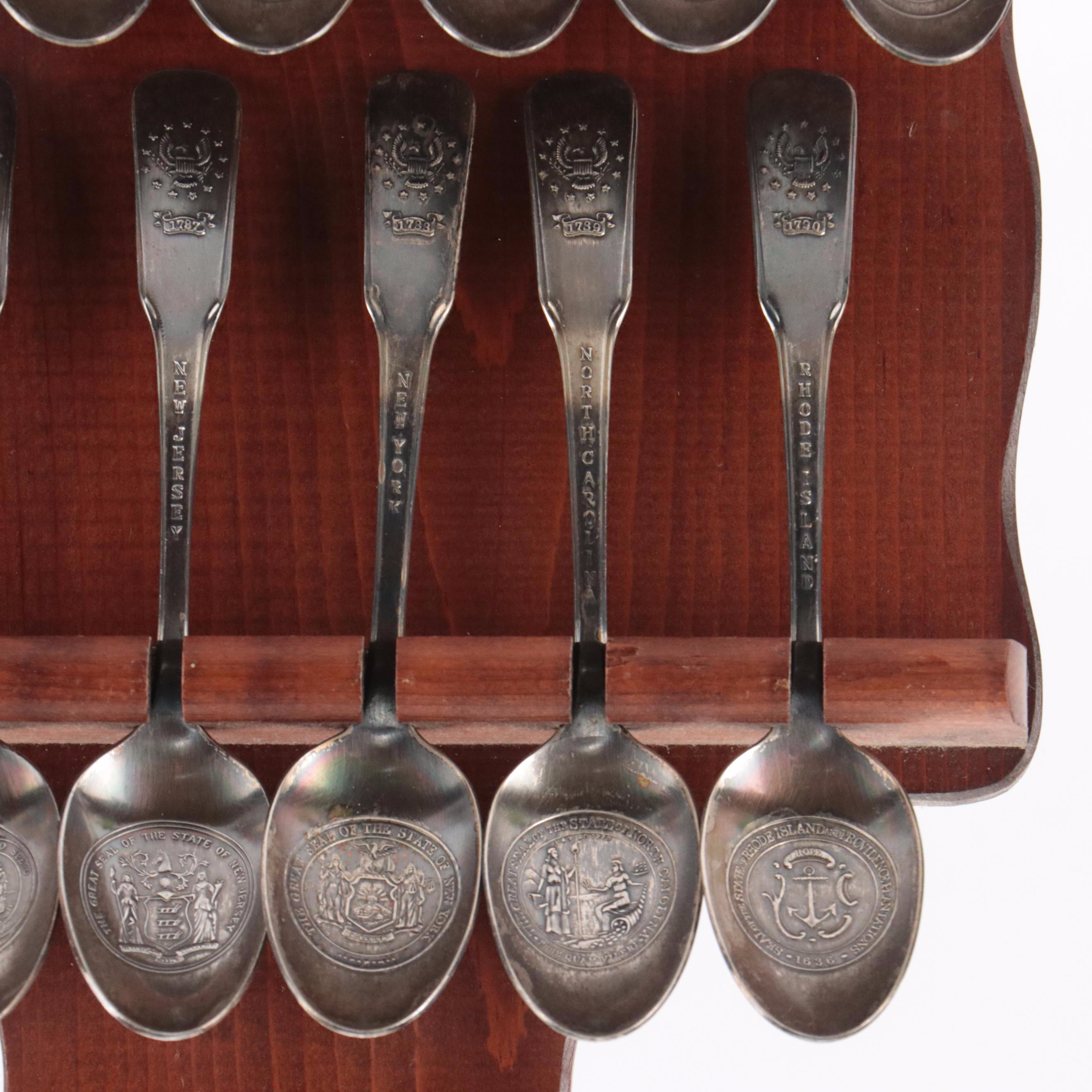 International Silver "13 Colonies Bicentennial" Silver Plate Spoons, 1976