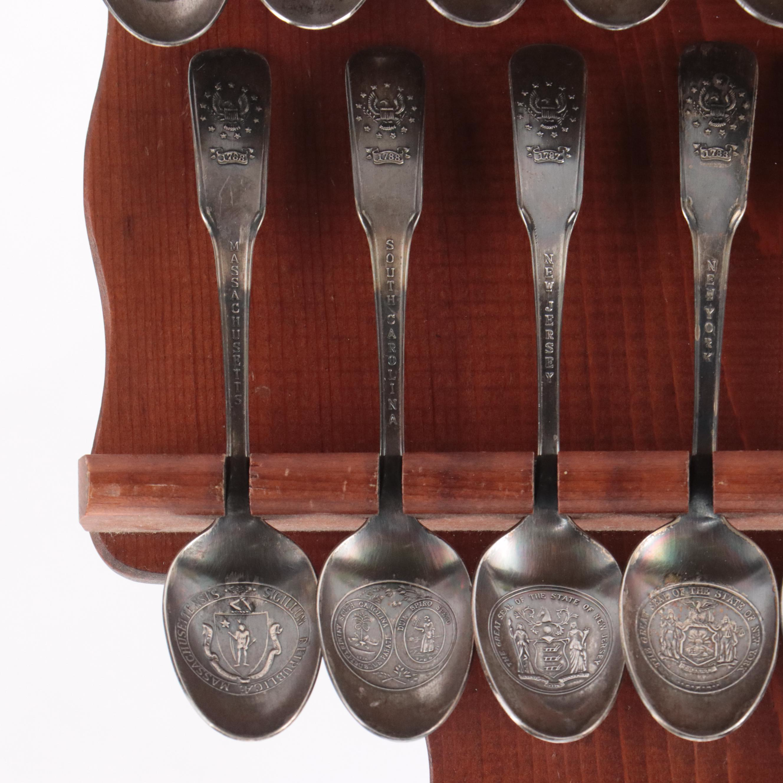 International Silver "13 Colonies Bicentennial" Silver Plate Spoons, 1976