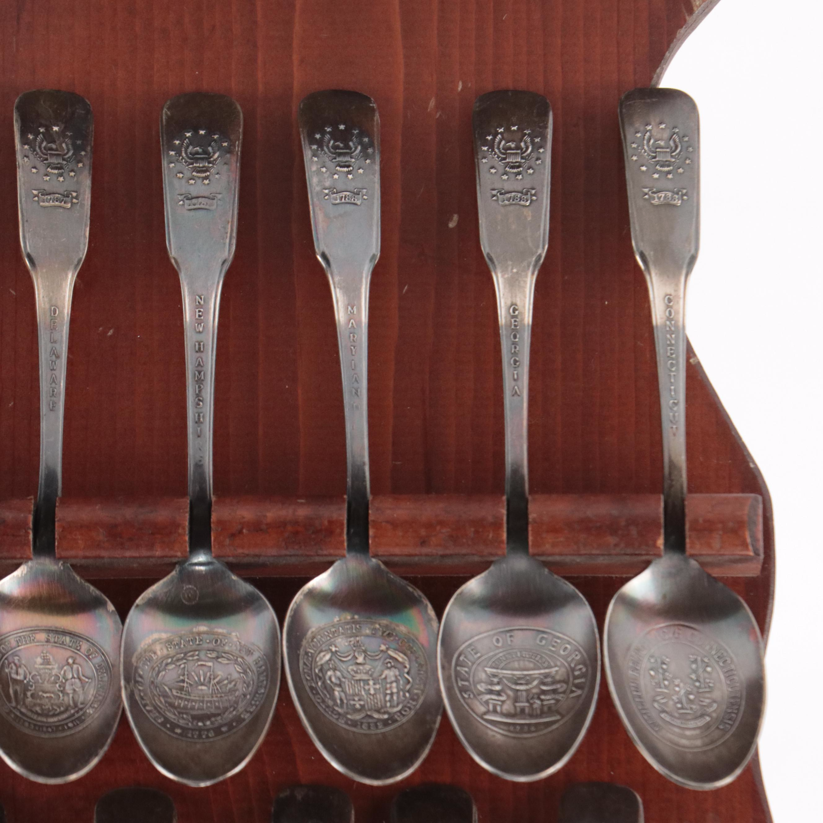 International Silver "13 Colonies Bicentennial" Silver Plate Spoons, 1976