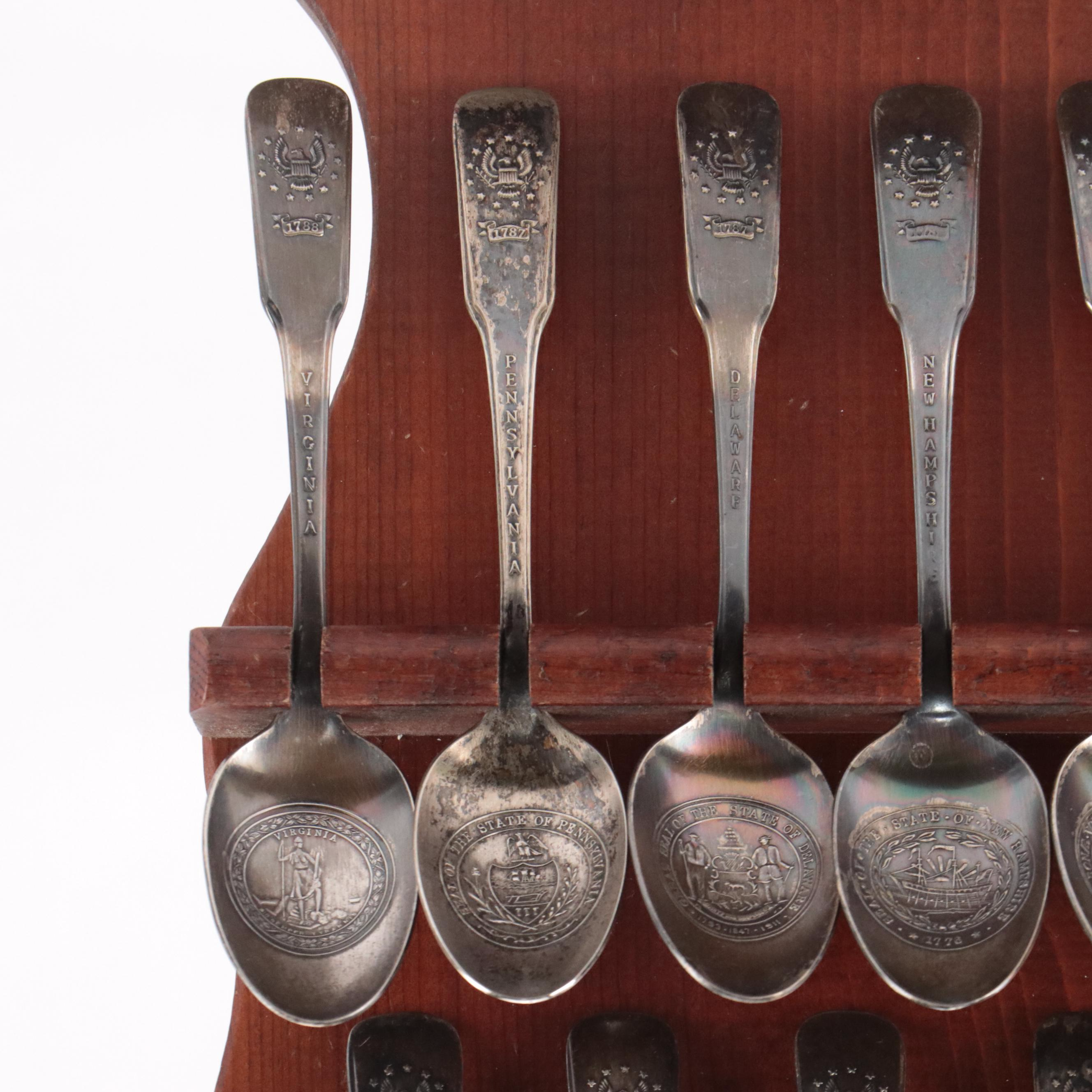 International Silver "13 Colonies Bicentennial" Silver Plate Spoons, 1976