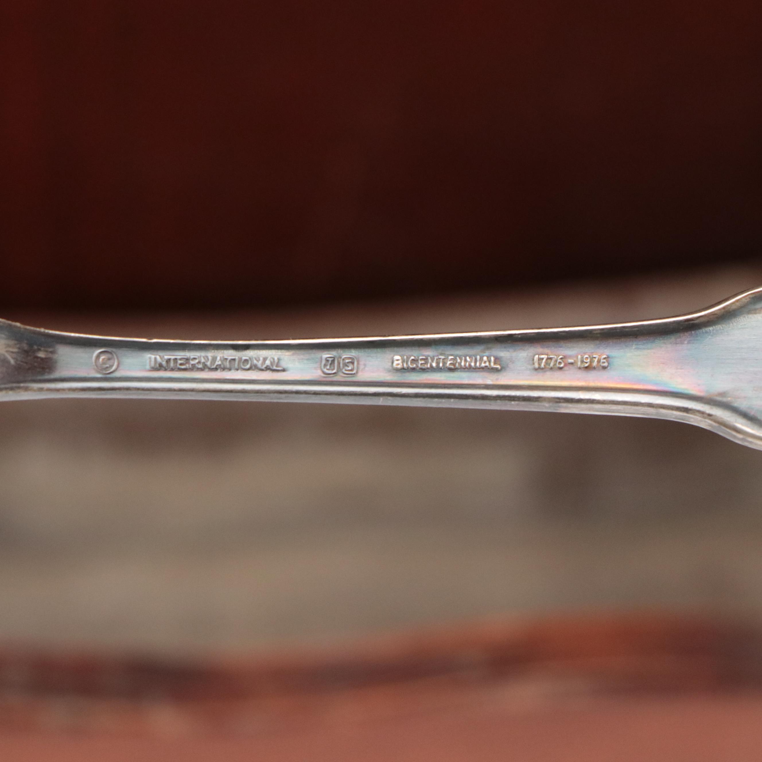 International Silver "13 Colonies Bicentennial" Silver Plate Spoons, 1976