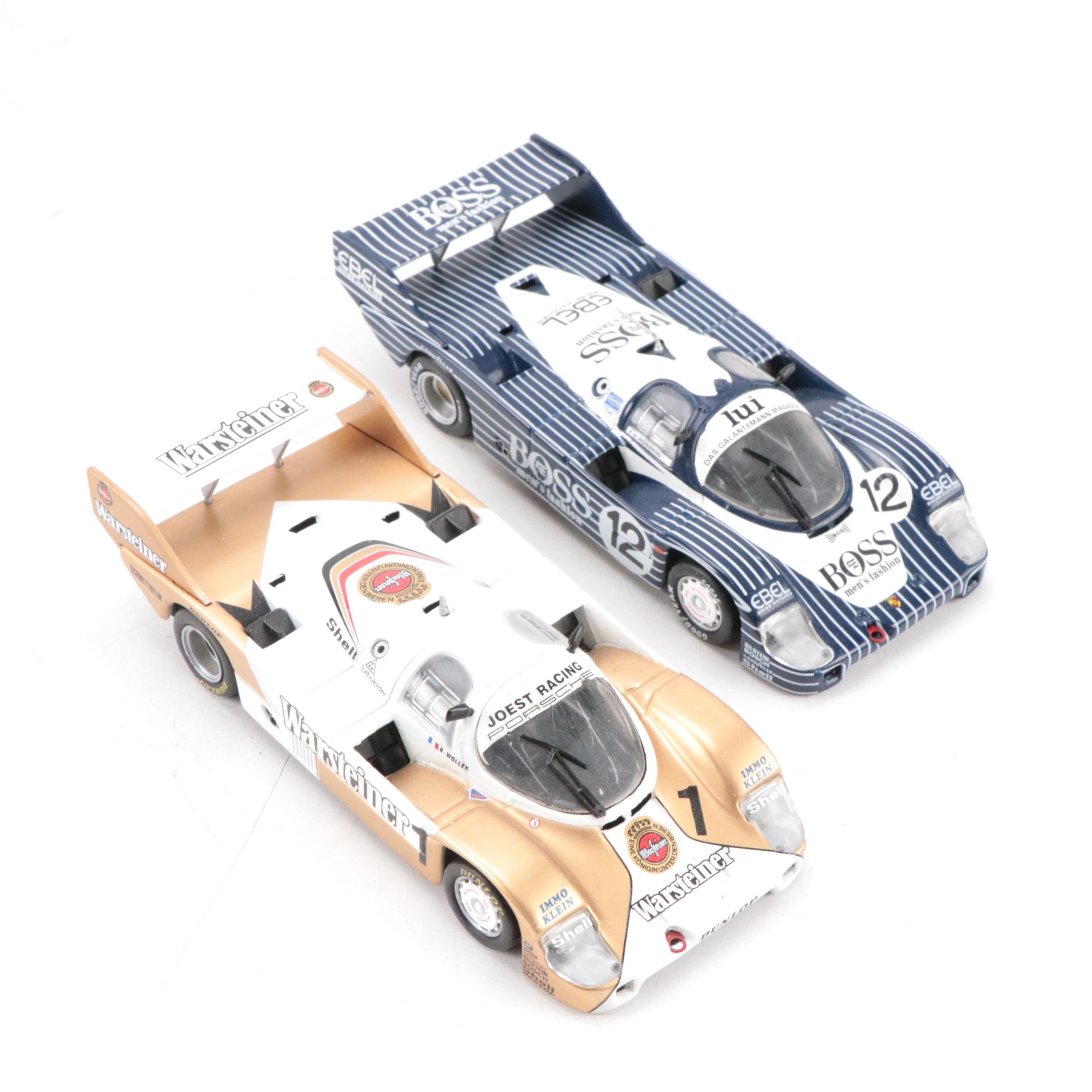 Quartzo Porsche 956, Jaguar IMSA Model Race Cars with Books, Late 20th Century