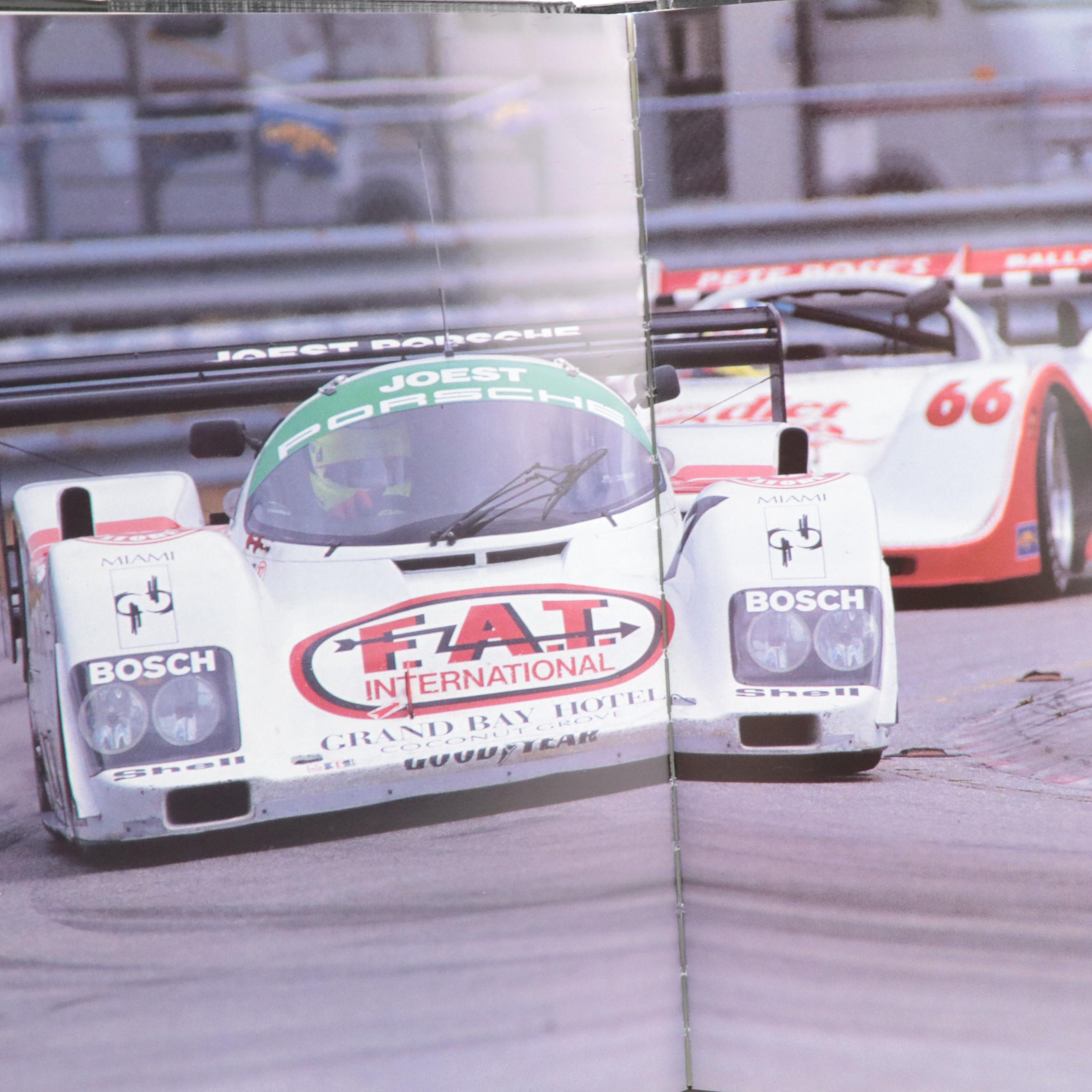 Quartzo Porsche 956, Jaguar IMSA Model Race Cars with Books, Late 20th Century
