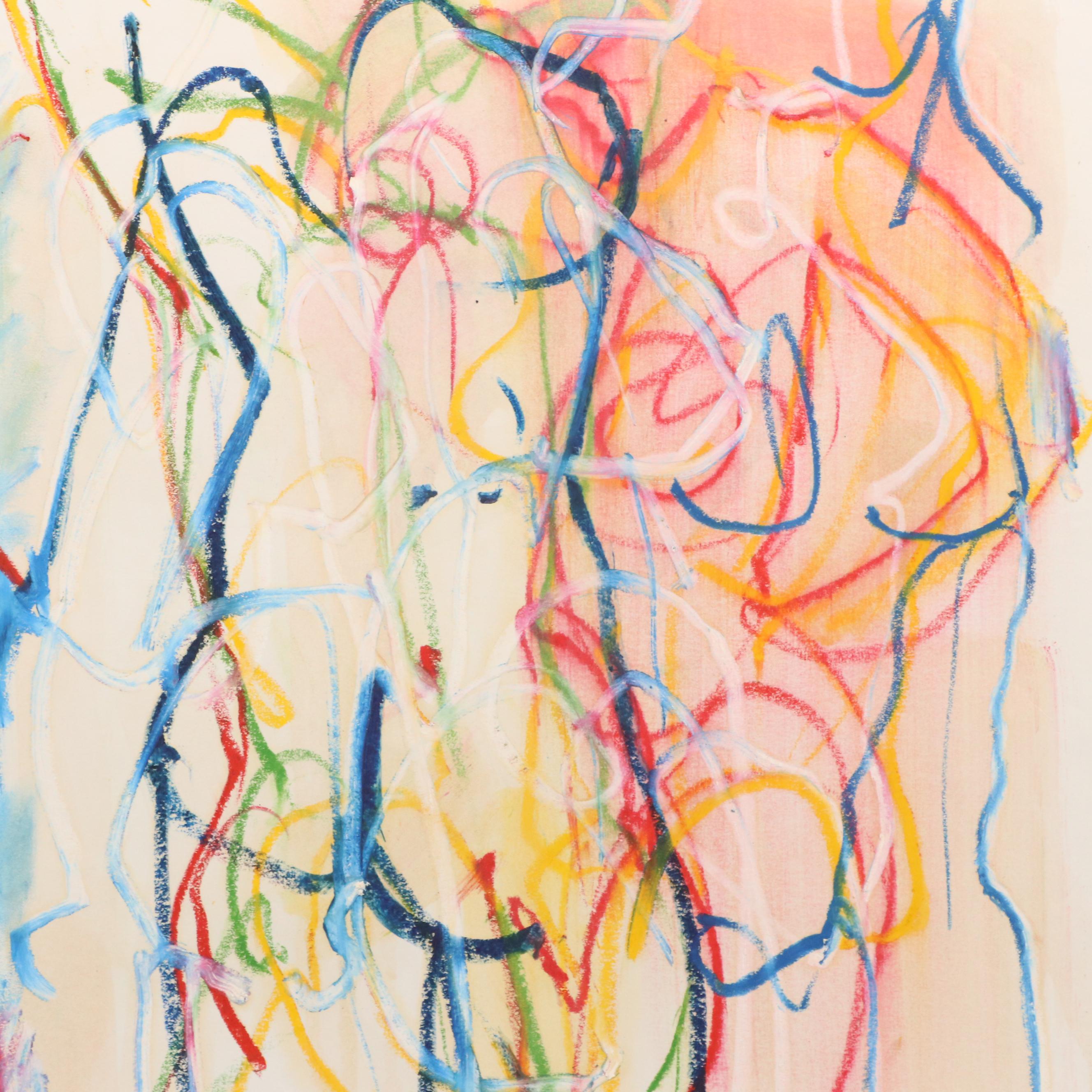 Jack Meanwell Modern Abstract Mixed Media Painting, 1980