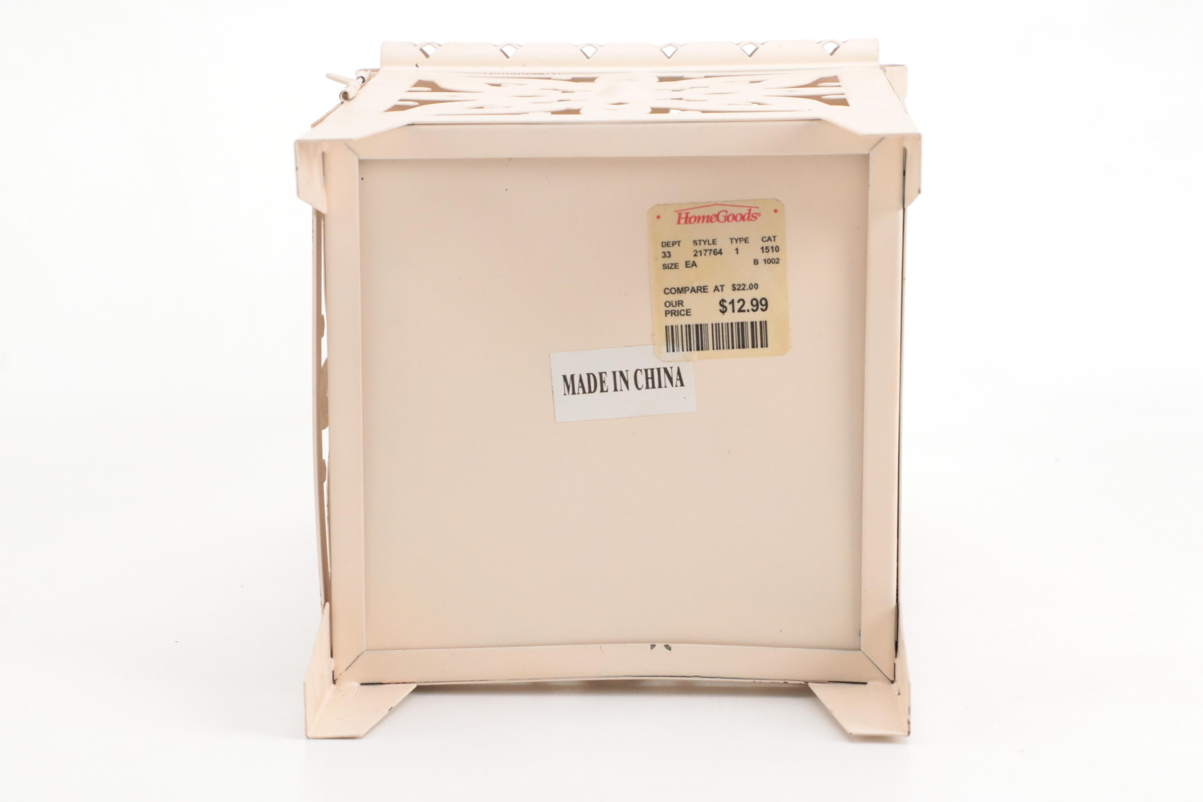 Home Goods Painted Metal Candle Holder with Handmade Figurines