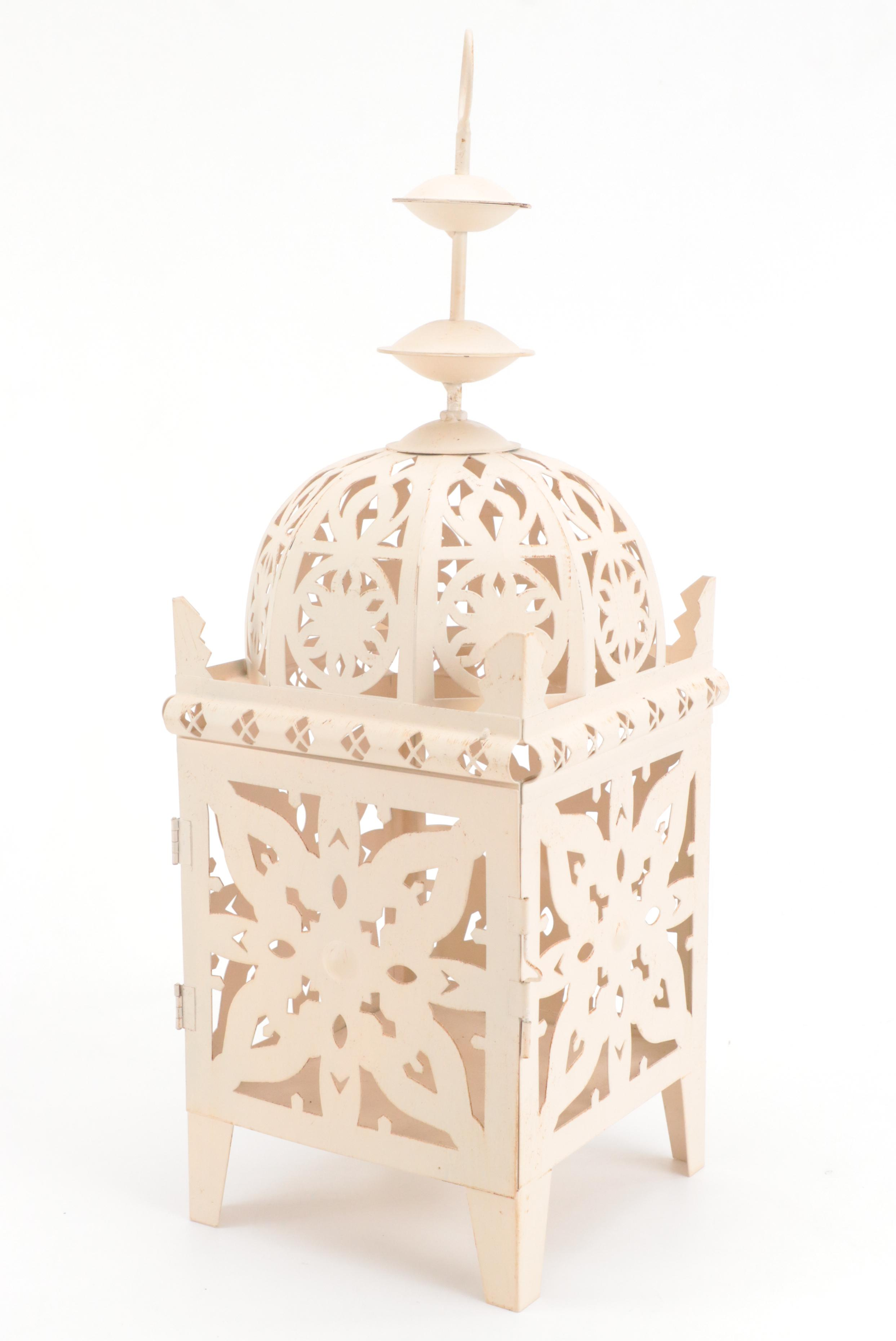 Home Goods Painted Metal Candle Holder with Handmade Figurines