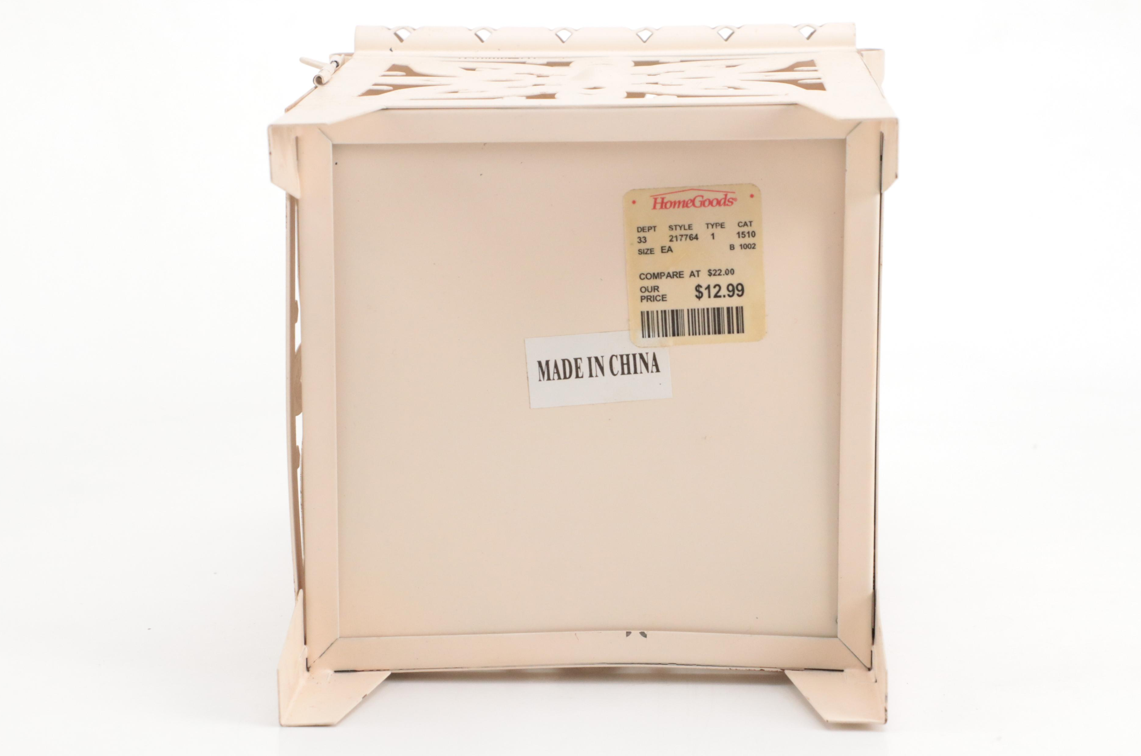 Home Goods Painted Metal Candle Holder with Handmade Figurines