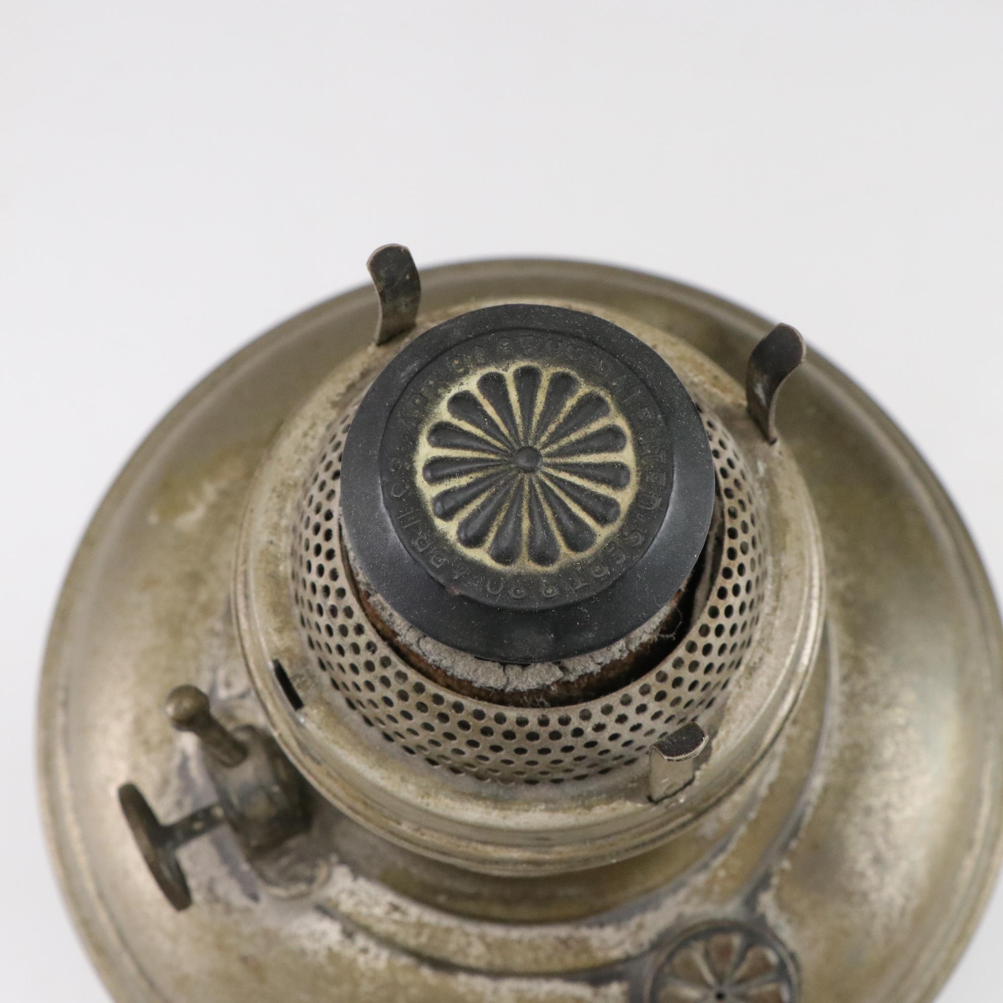 Pair Of Oil Hurricane Lamps with Roseville Creamer