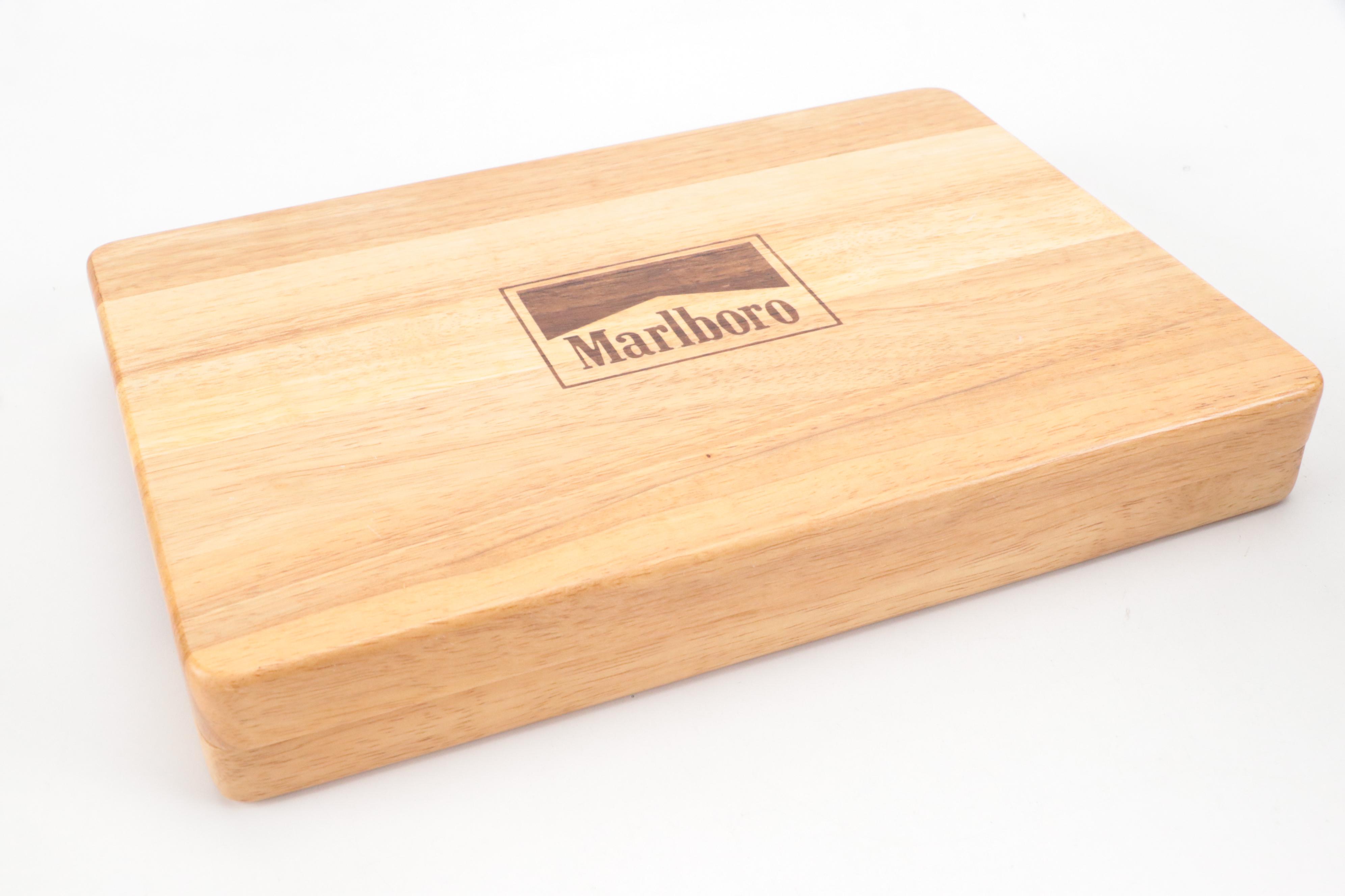 Marlboro Plastic Poker Chips in Oak Case with Other Poker Chip Set