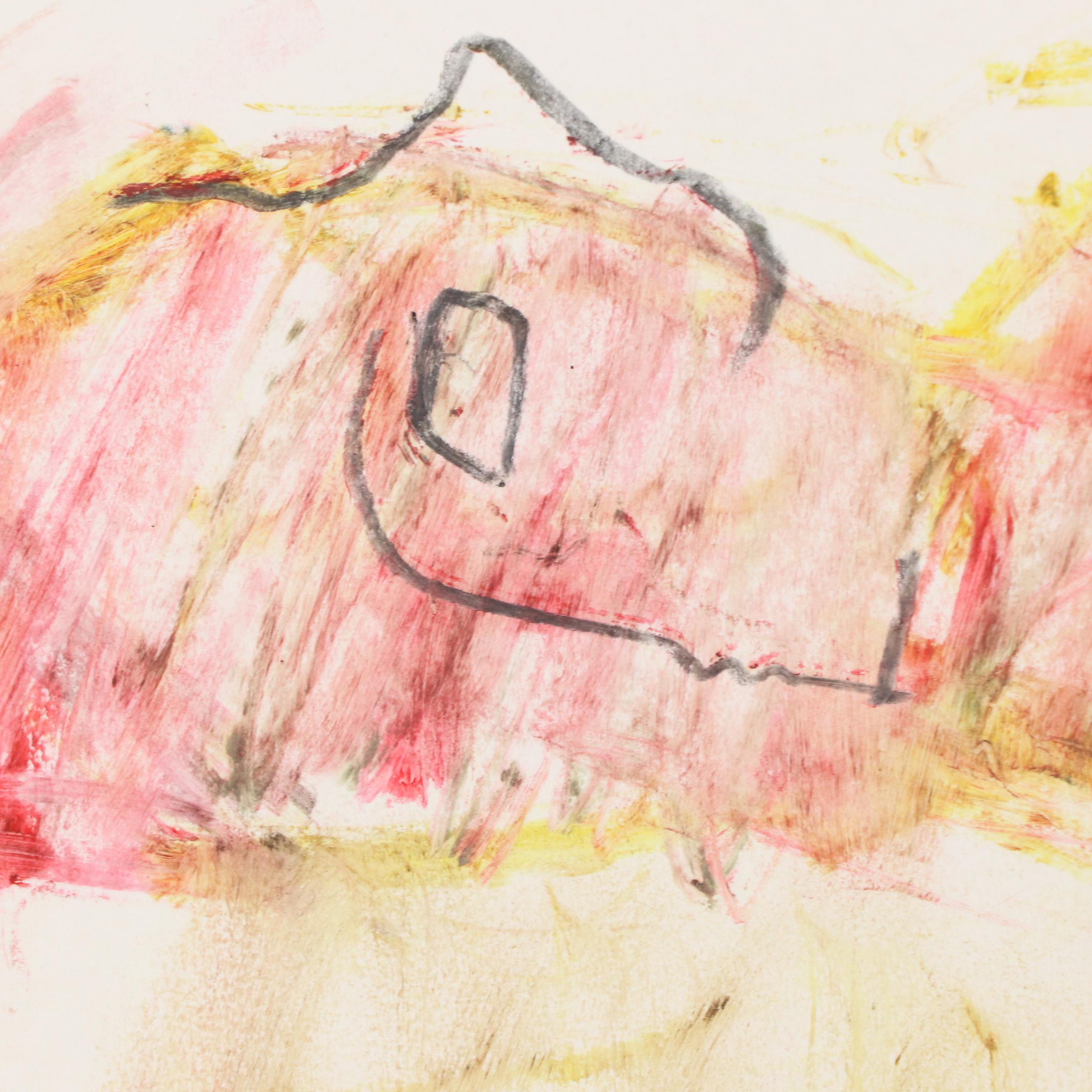 Jack Meanwell Modern Oil Pastel Drawing of Reclining Nude, Late 20th Century