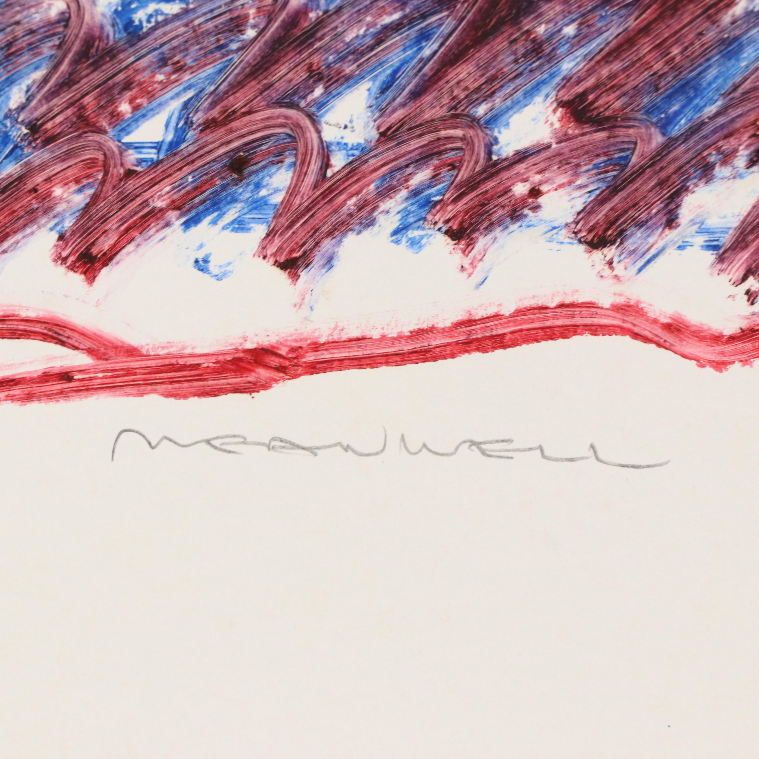 Jack Meanwell Modern Oil Pastel Drawing of Reclining Nude, Late 20th Century