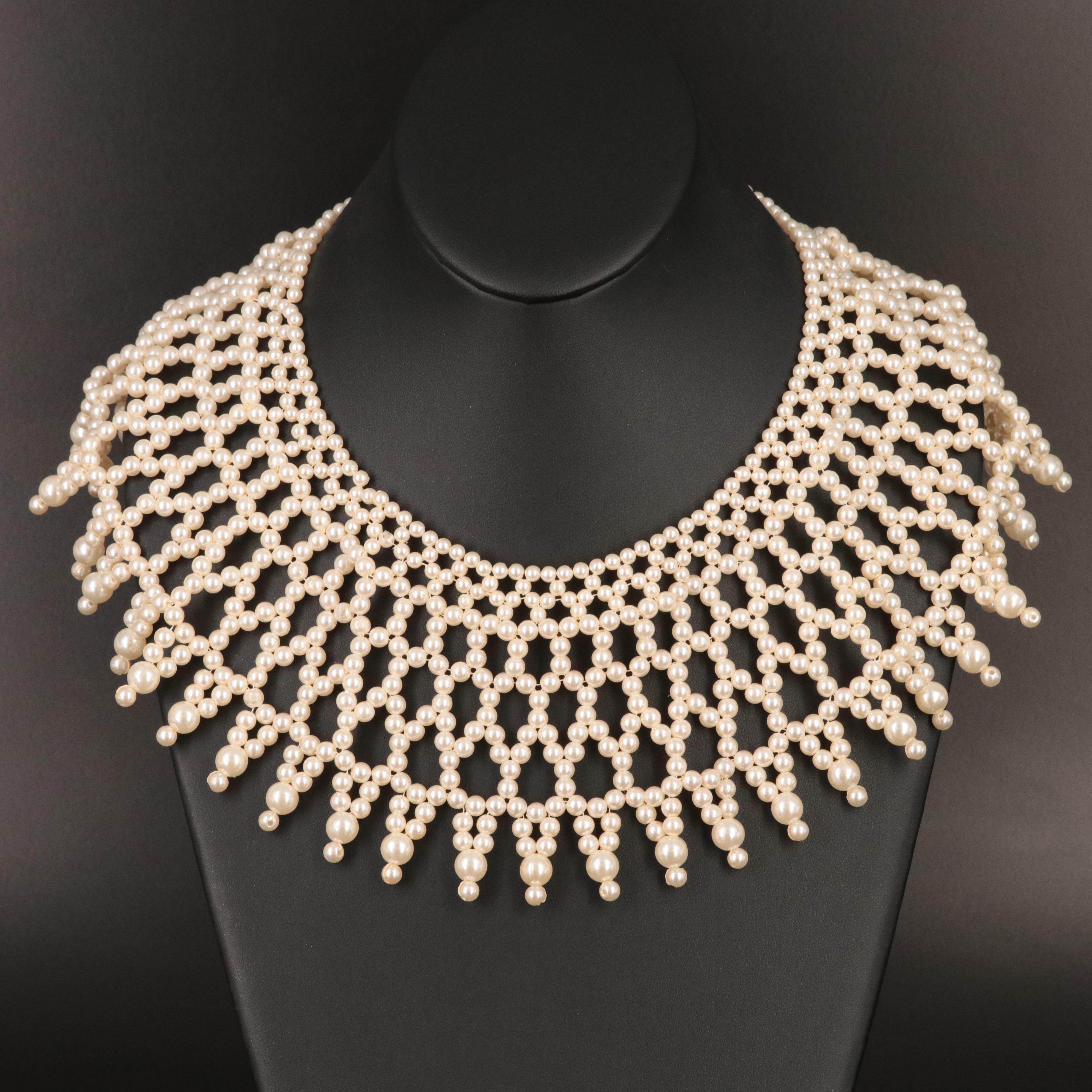 Faux Pearl Collar