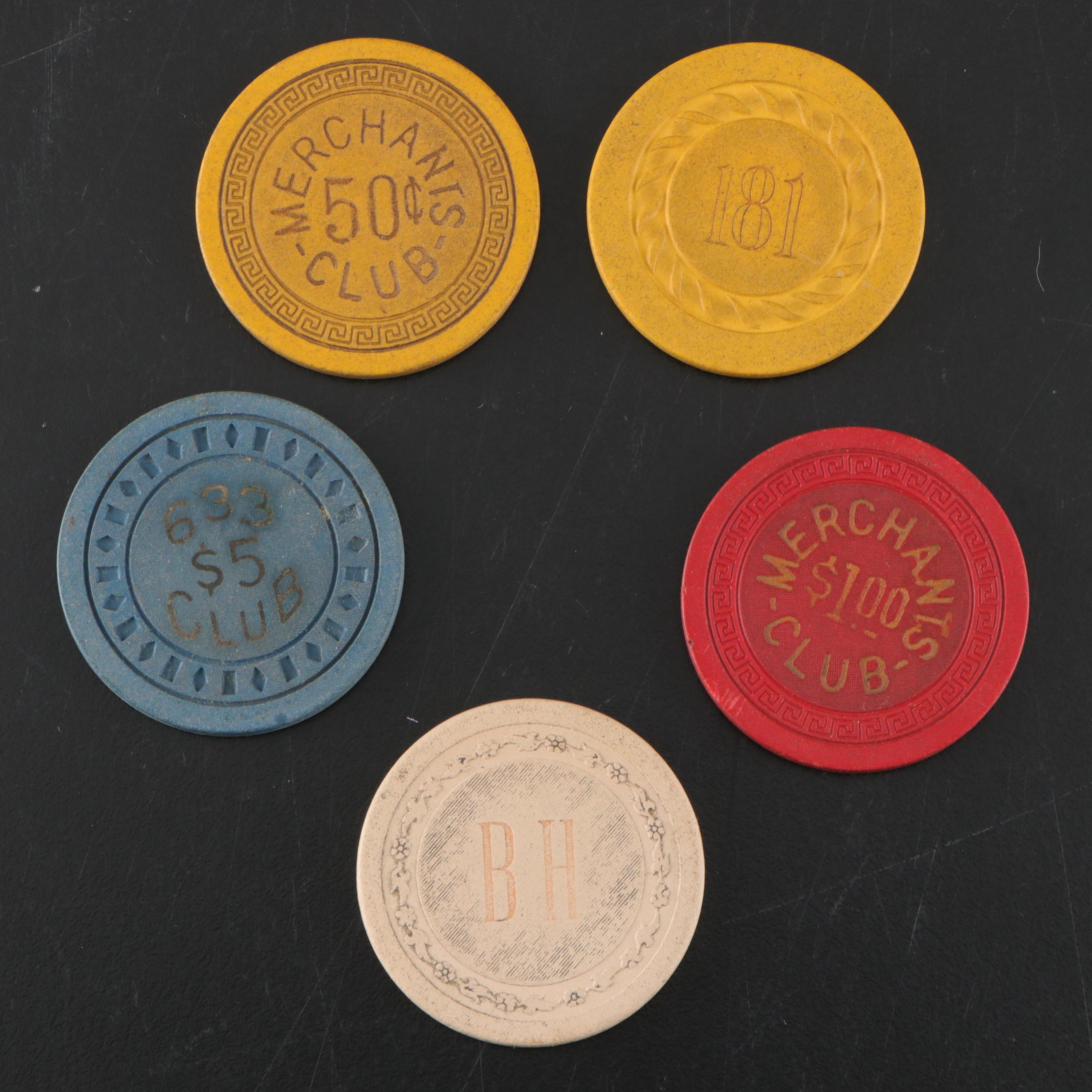 Beverly Hills Supper Club, Merchants Club and Other Newport Poker Chips