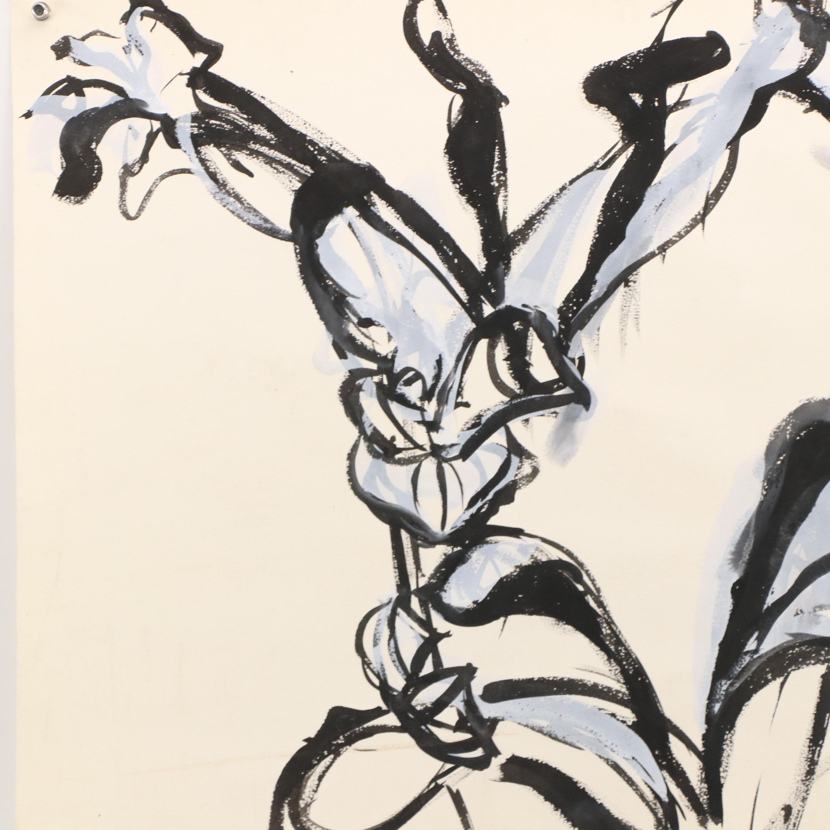 Richard Snyder Abstract Watercolor and Gouache Painting