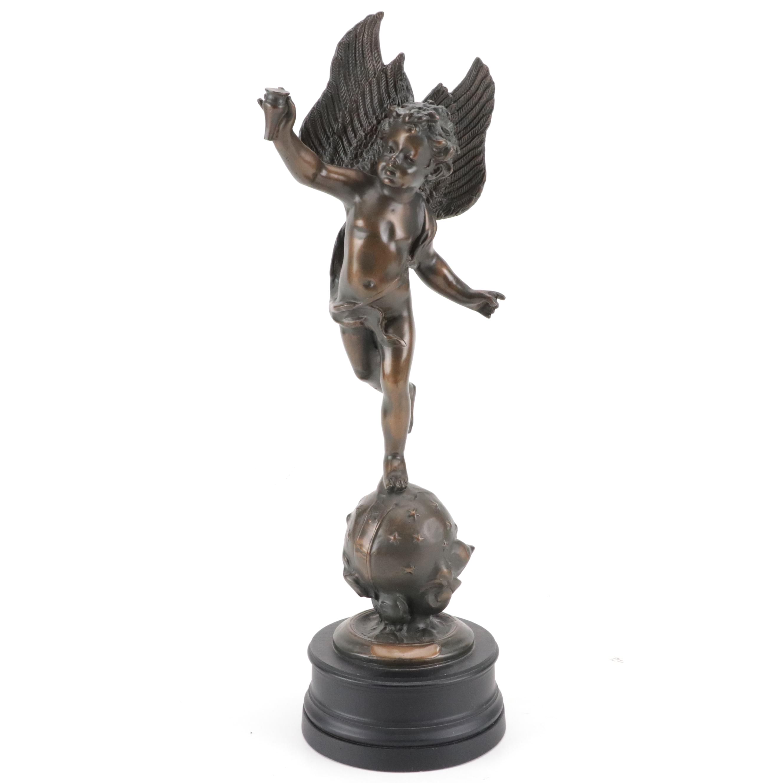 French Style Bronze Eros Sculpture, 20th Century