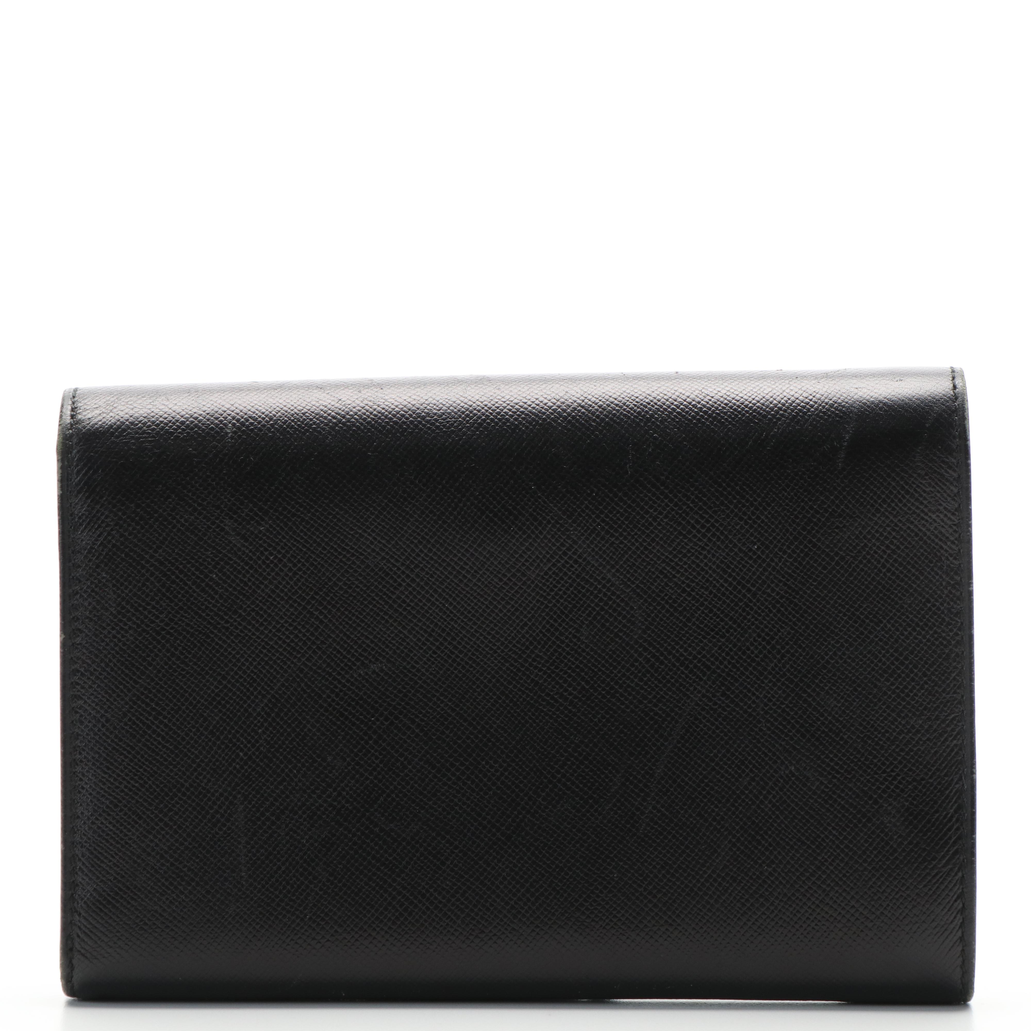 Prada Triangle Logo Saffiano Leather Trifold Wallet