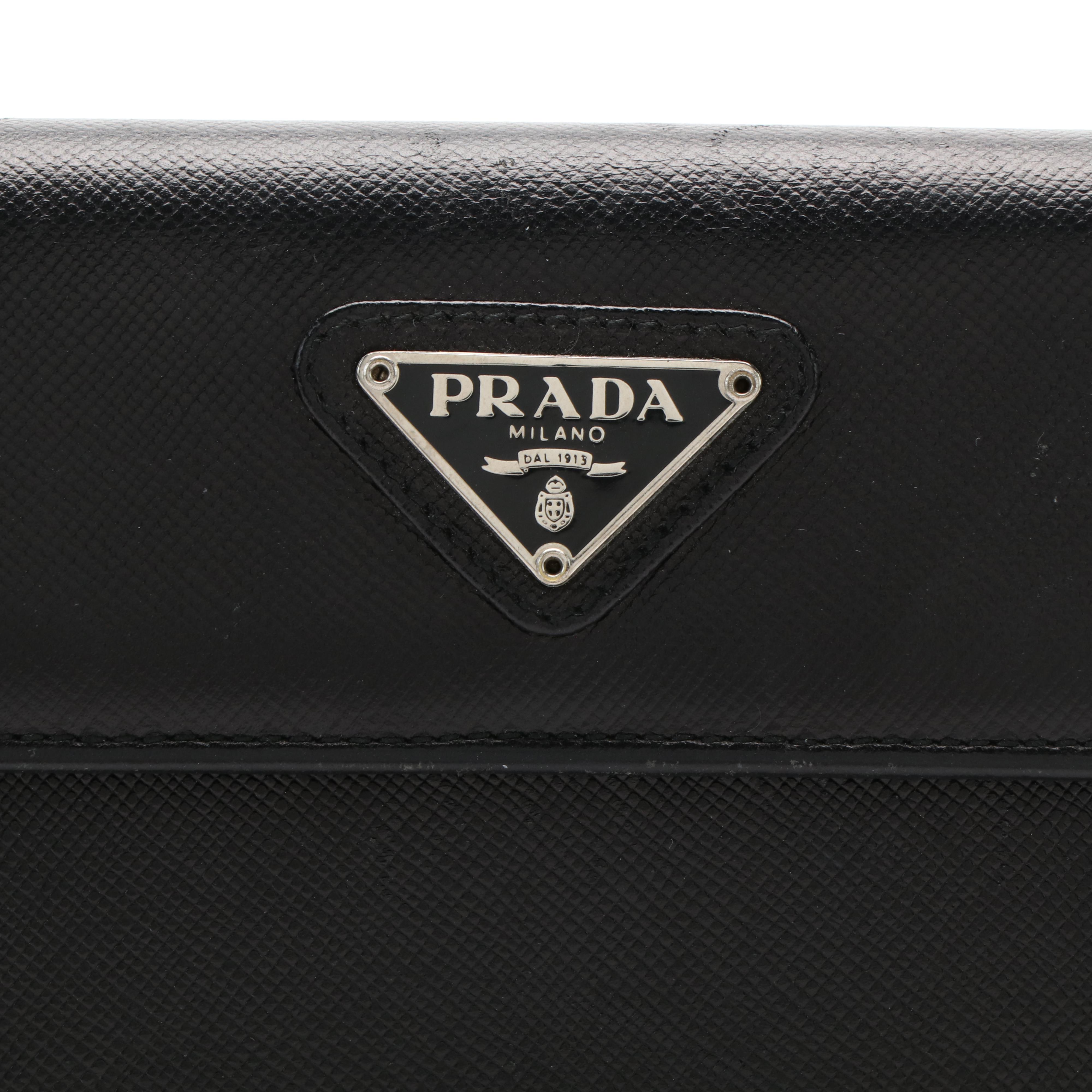 Prada Triangle Logo Saffiano Leather Trifold Wallet