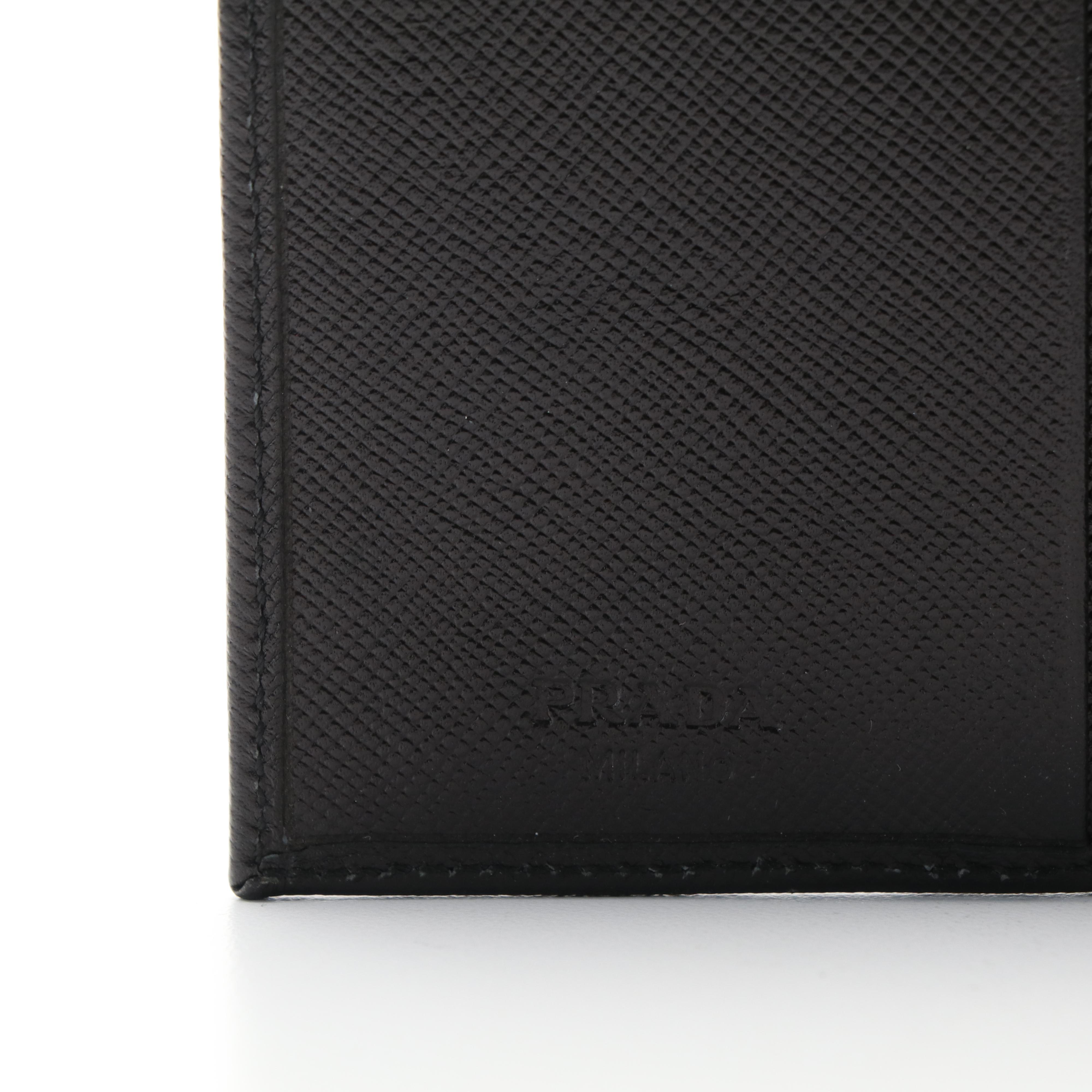 Prada Triangle Logo Saffiano Leather Trifold Wallet