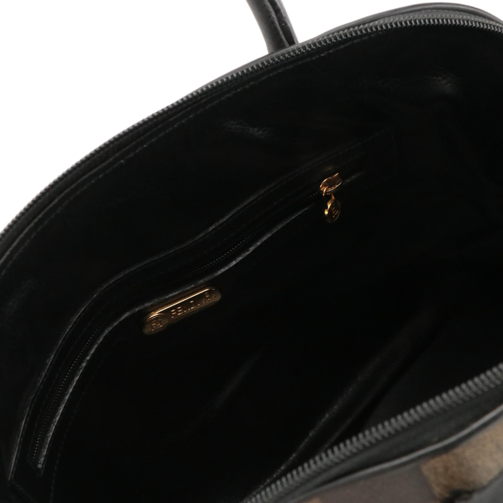 Fendi Two-Way Dome Bag in Pequin Checkerboard Coated Canvas and Leather