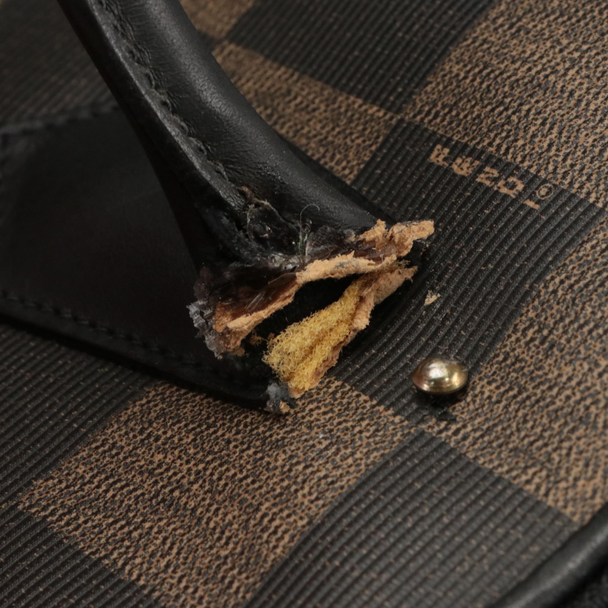 Fendi Two-Way Dome Bag in Pequin Checkerboard Coated Canvas and Leather