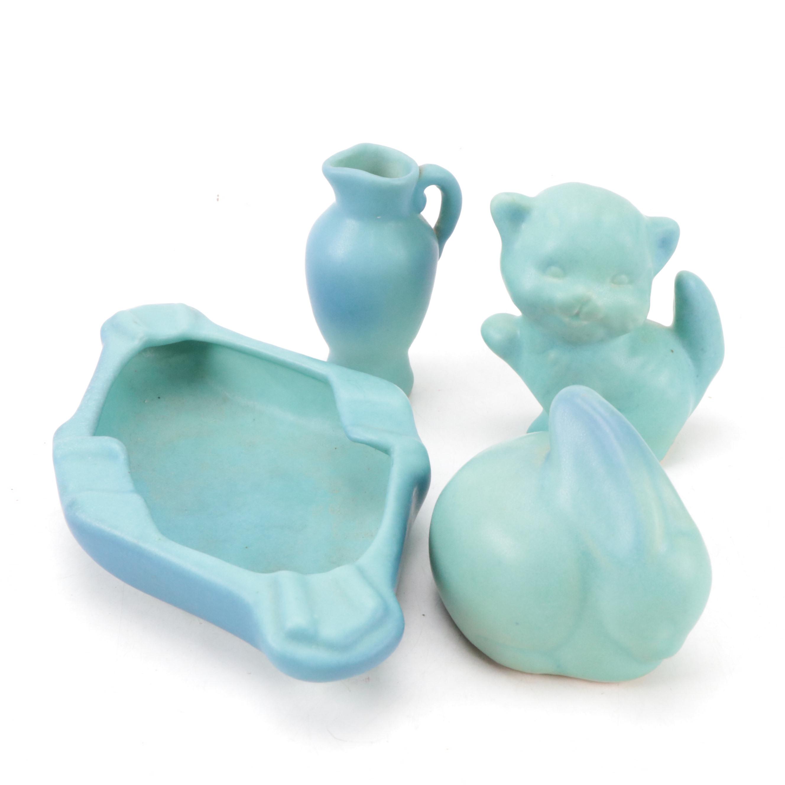 Van Briggle Pottery Figurines, Ashtray and Miniature Pitcher