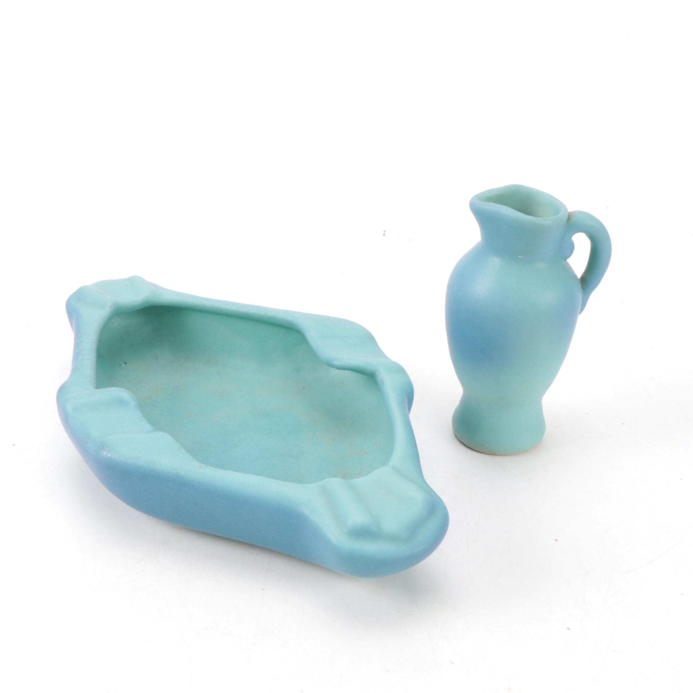 Van Briggle Pottery Figurines, Ashtray and Miniature Pitcher
