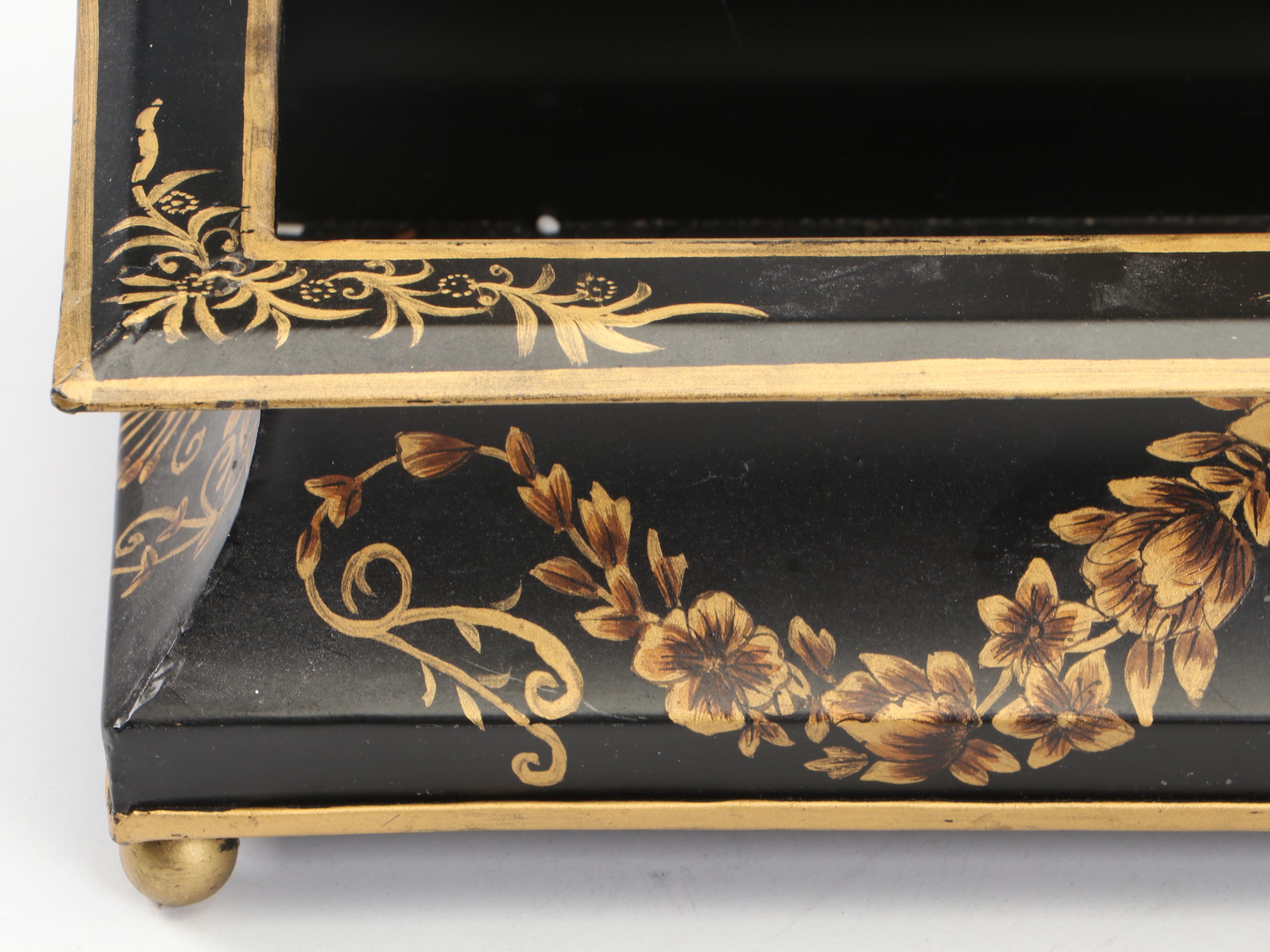 Gilt Black Ceramic Vase and Bowl with Metal Planter