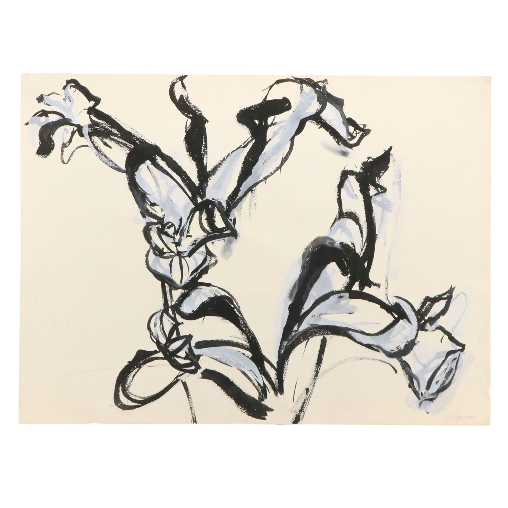 Richard Snyder Abstract Watercolor and Gouache Painting