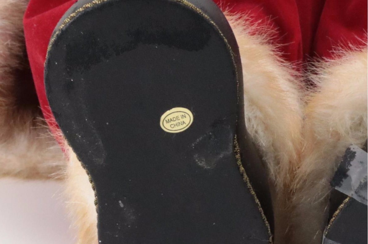 Faux Fur and Fabric Dressed Resin Santa Claus Figurines