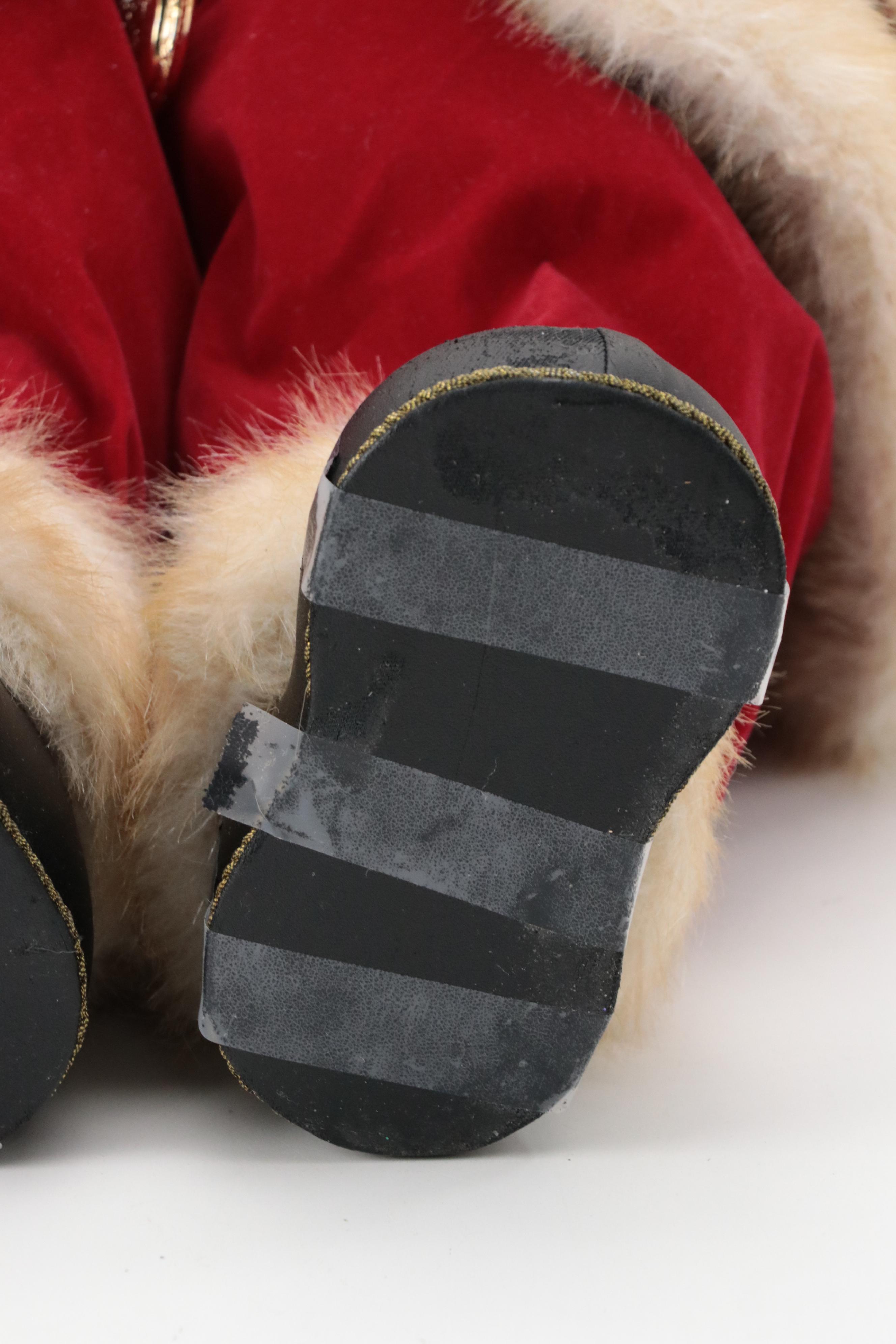 Faux Fur and Fabric Dressed Resin Santa Claus Figurines