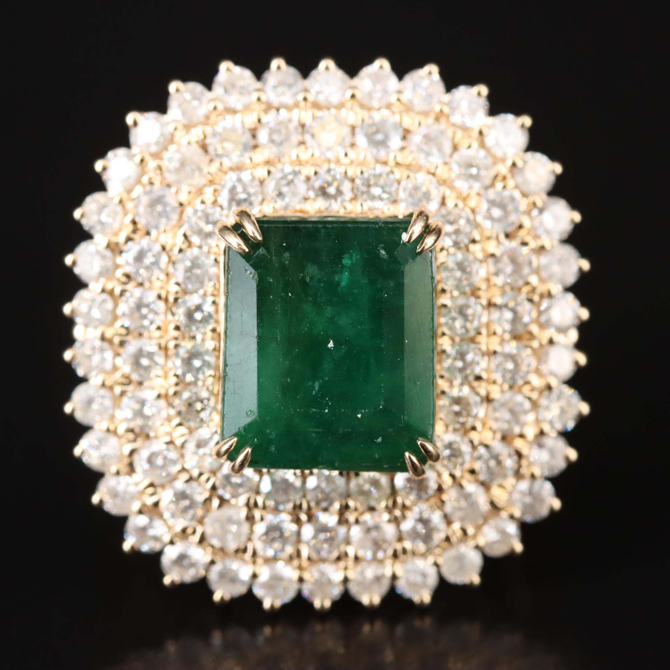 Ellanza 14K 6.46 CT Emerald and 2.31 CTW Diamond Ring