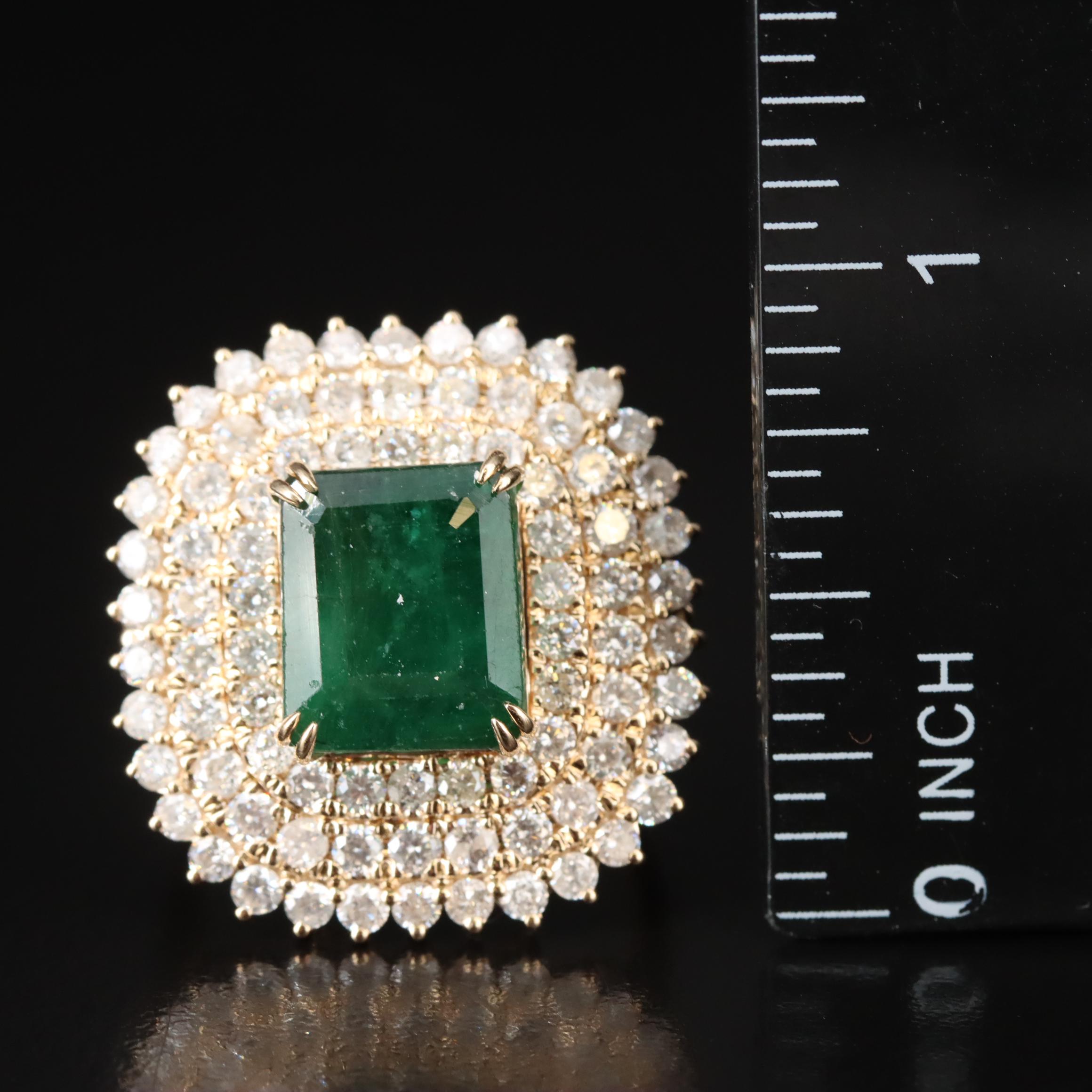 Ellanza 14K 6.46 CT Emerald and 2.31 CTW Diamond Ring