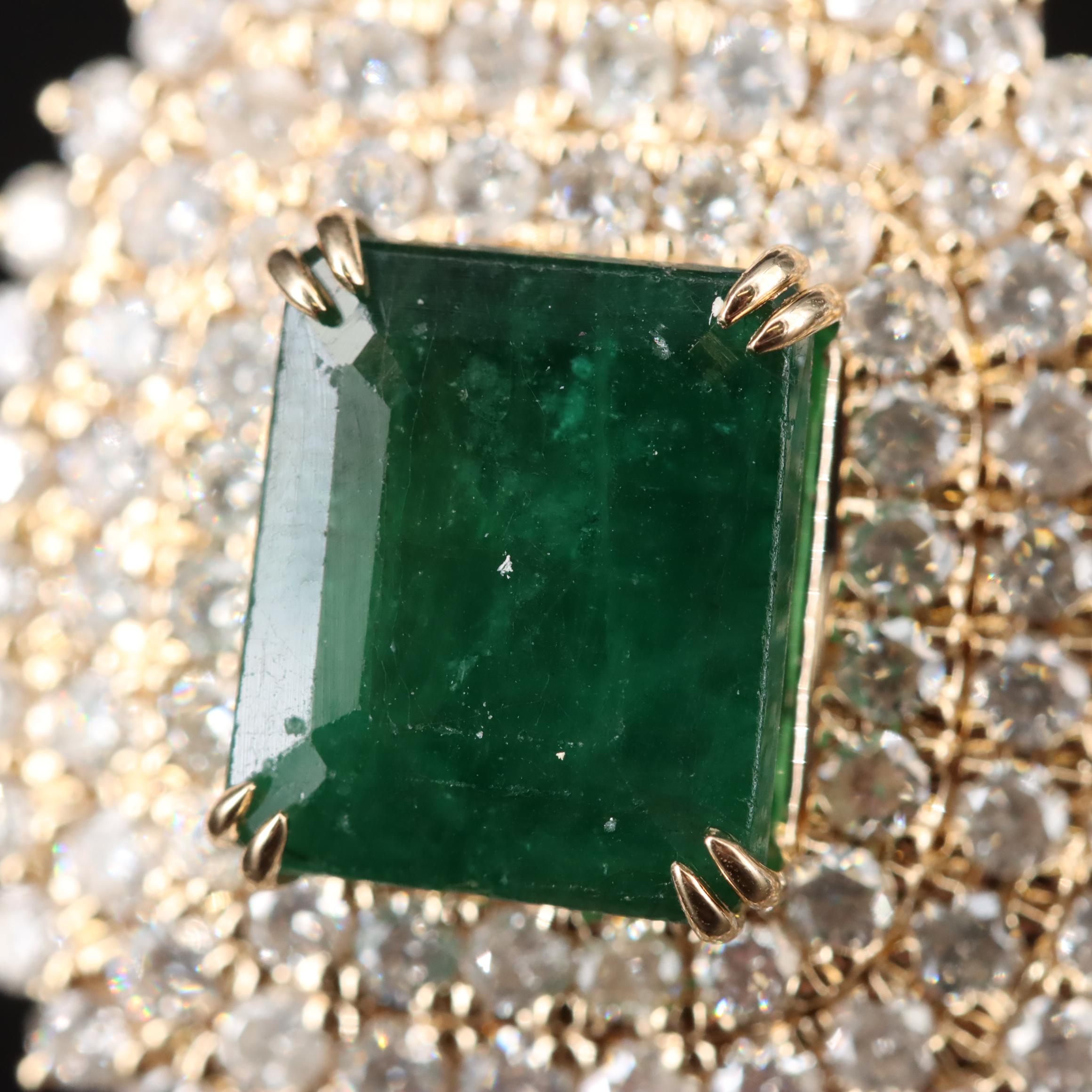 Ellanza 14K 6.46 CT Emerald and 2.31 CTW Diamond Ring