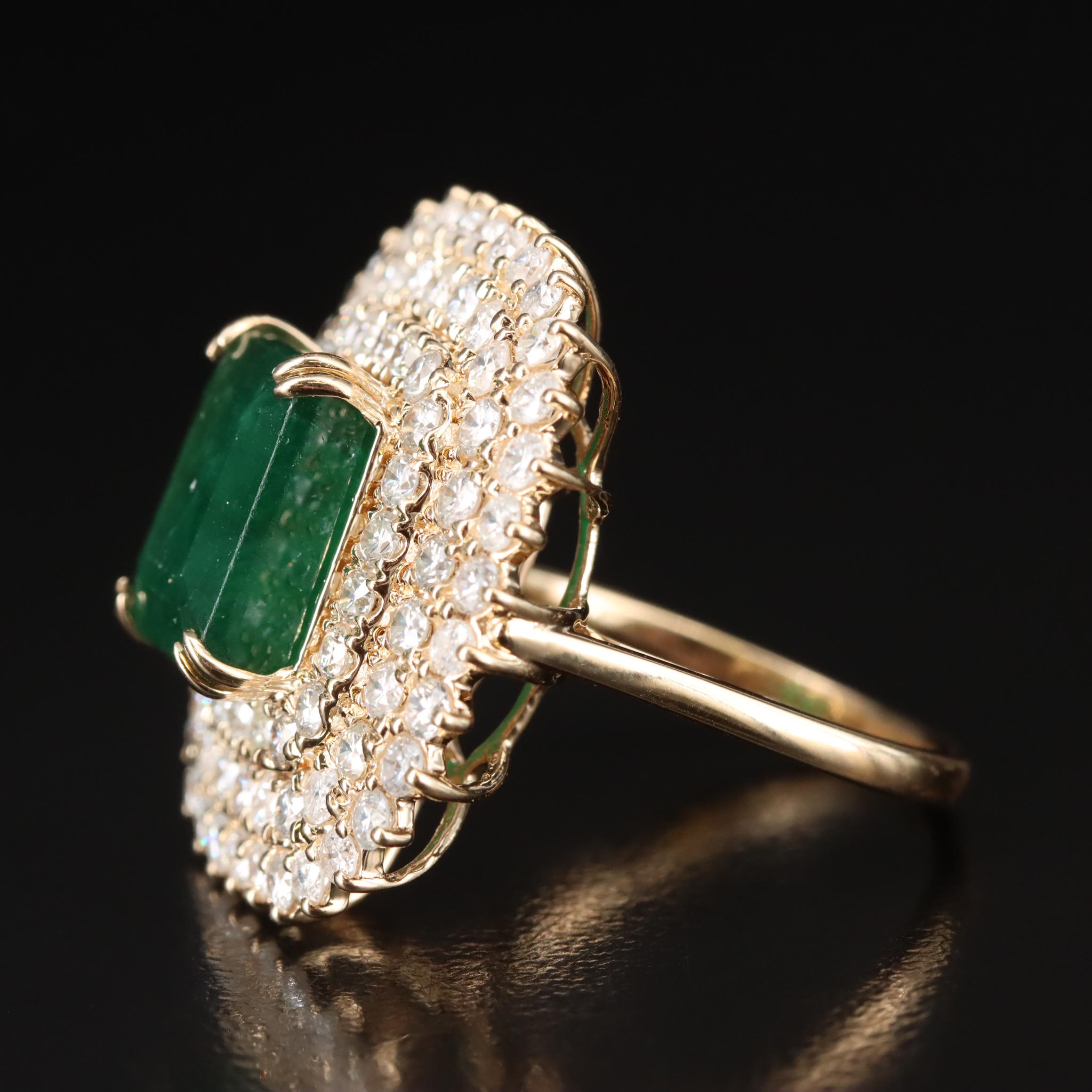 Ellanza 14K 6.46 CT Emerald and 2.31 CTW Diamond Ring