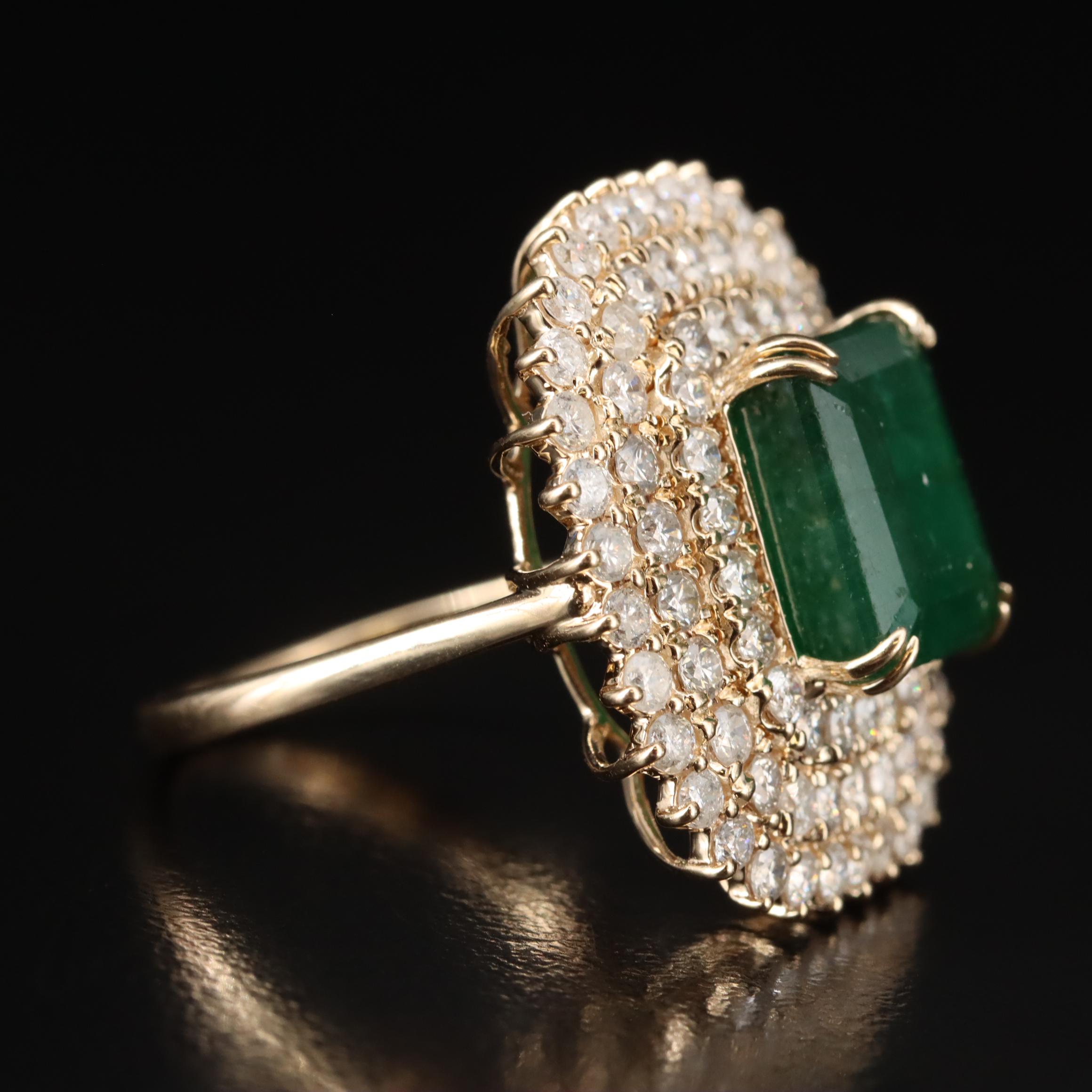 Ellanza 14K 6.46 CT Emerald and 2.31 CTW Diamond Ring