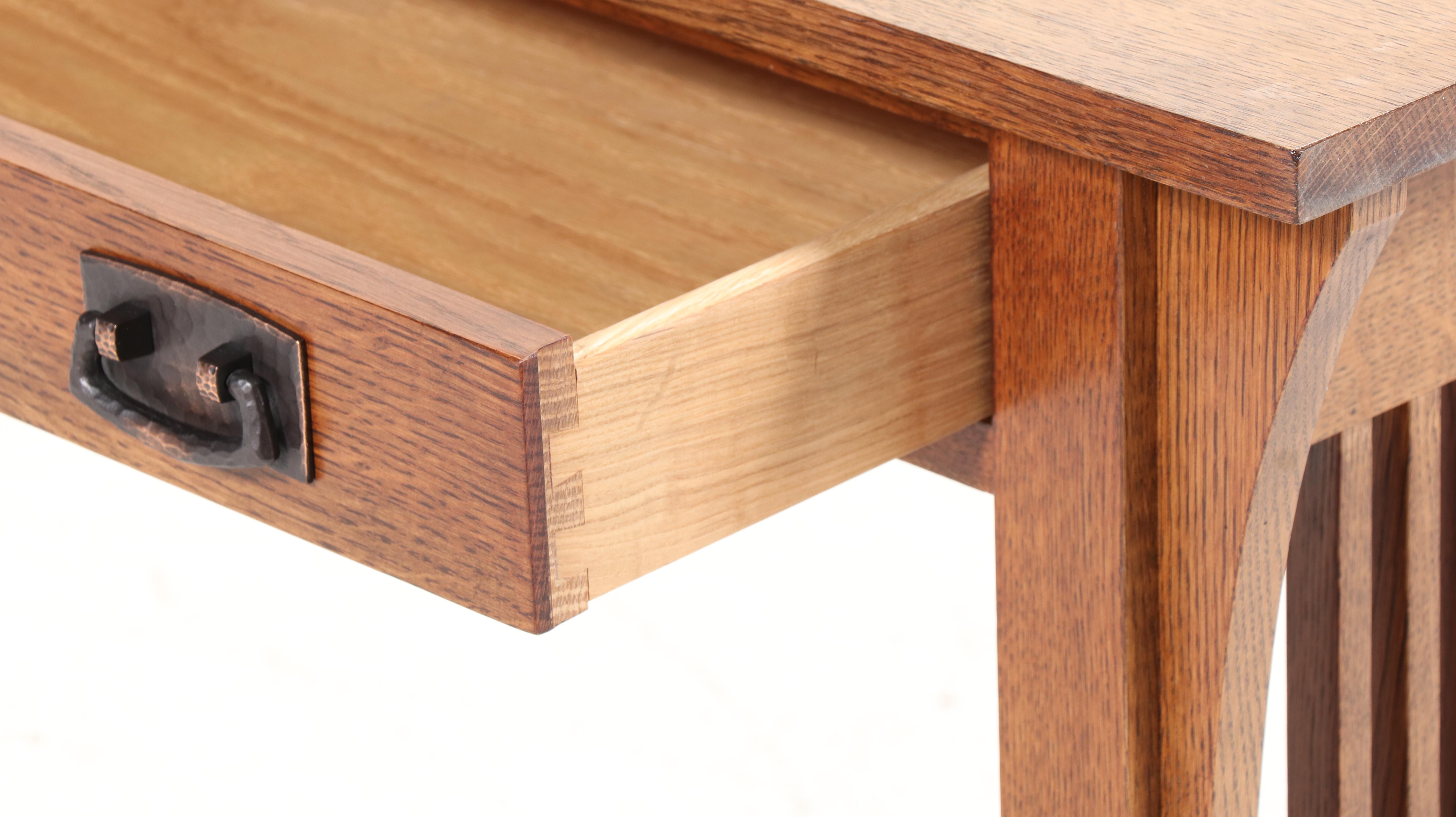 Stickley Arts and Crafts Style Quartersawn Oak Two-Drawer Console Table