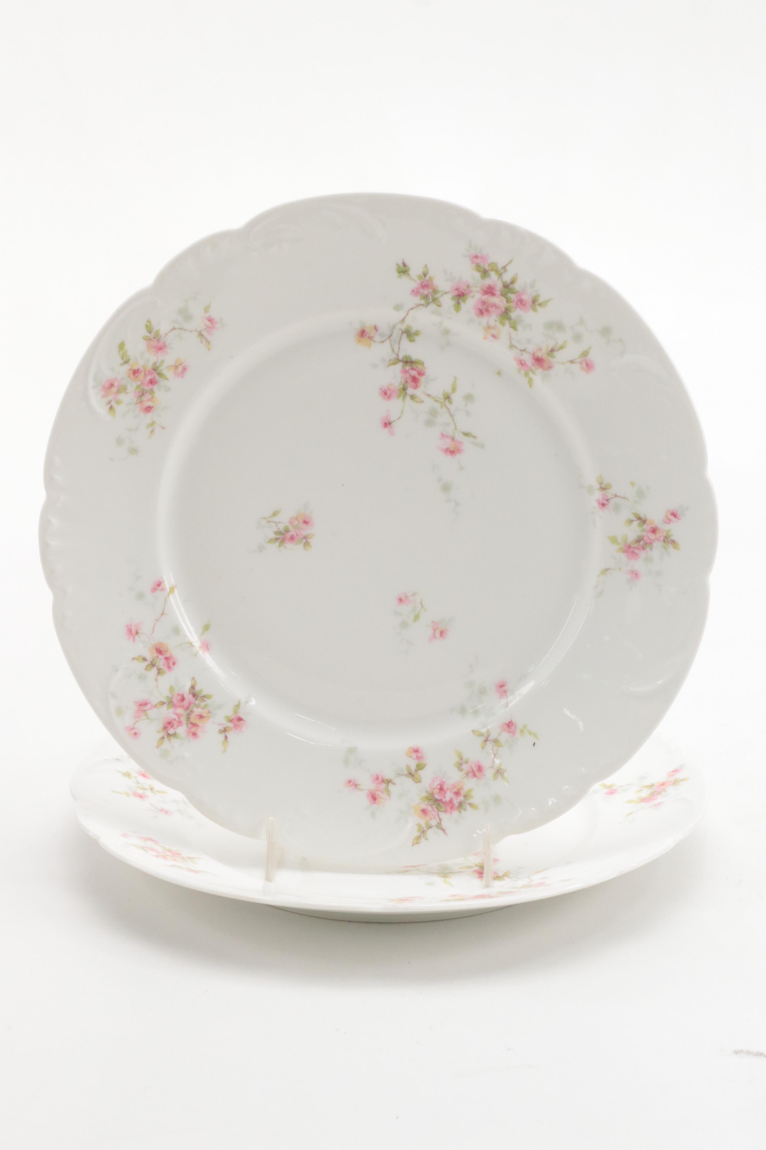 Haviland Pink Floral Porcelain Plates with Other French Porcelain Plates