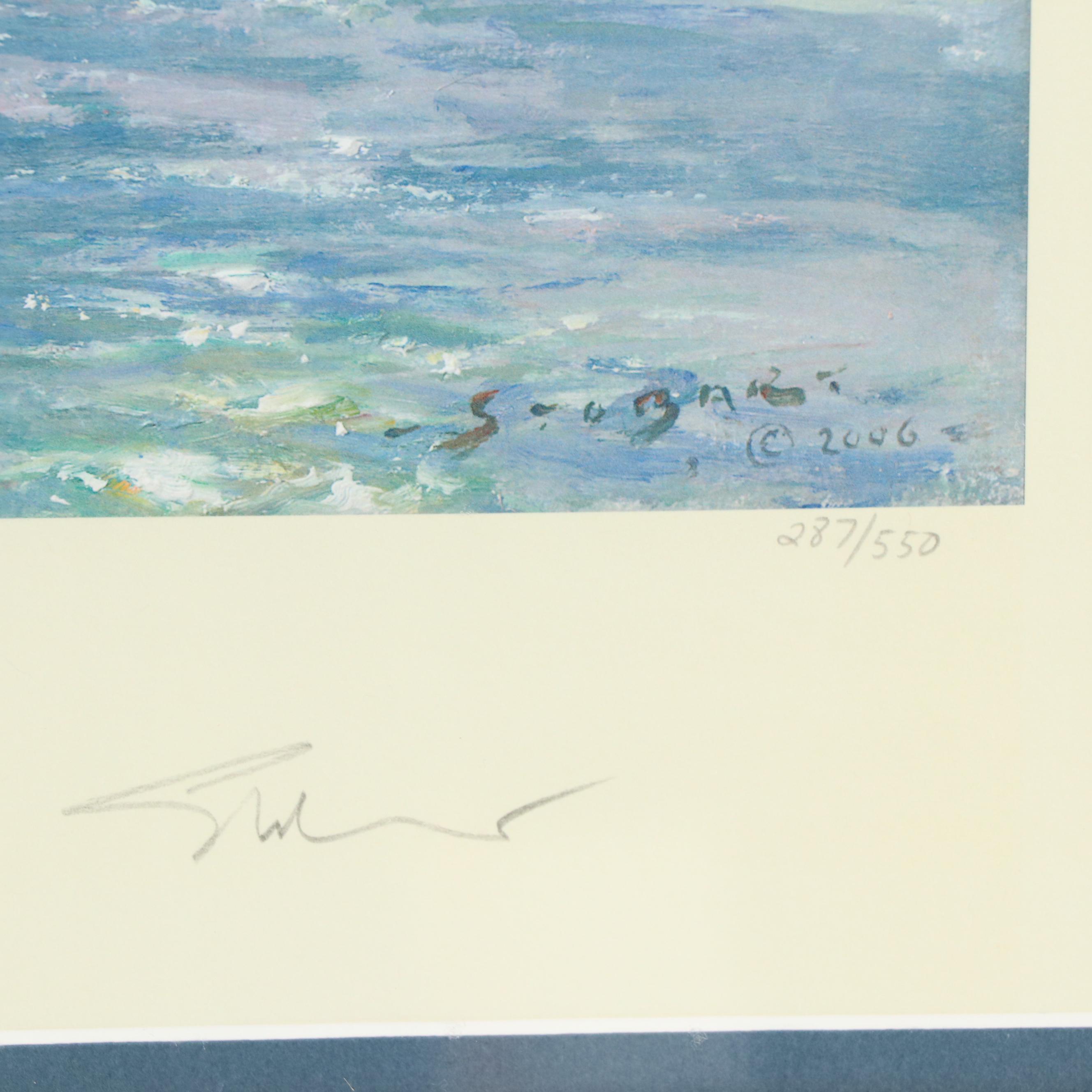 John Stobart Offset Print "Cincinnati: The Public Landing by Moonlight, c. 1875"